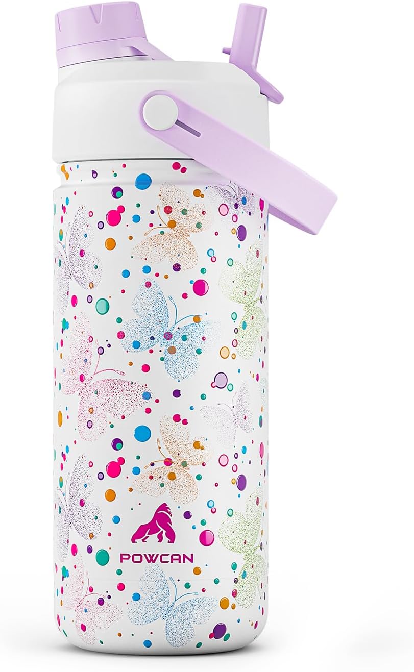 Detalle de POWCAN iwbc-18oz1p-BF-WP vattenflaska för barn, 532 ml, dubbelväggig