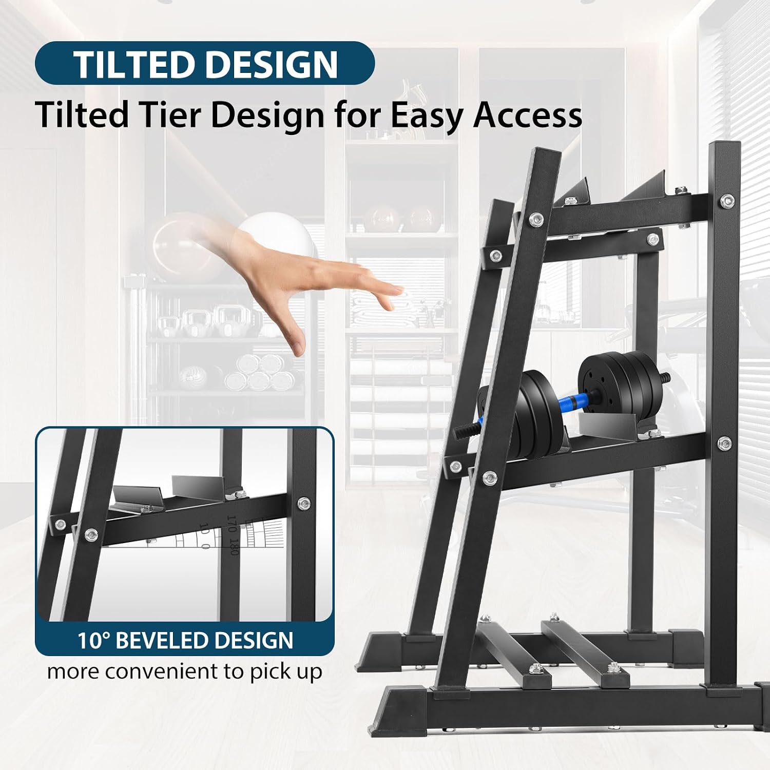 Detalle 2 de Bongkim 3-Tier Dumbbell Rack, Adjustable Alloy Steel Storage Stand