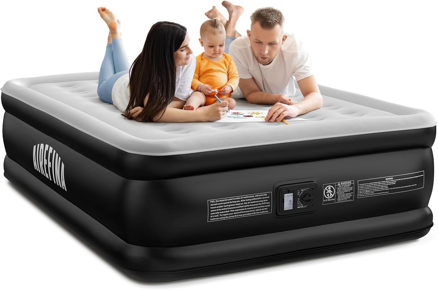 Detalle de Airefina AF-A08 Queen Air Mattress, 18-inch Raised with Built-In Pump