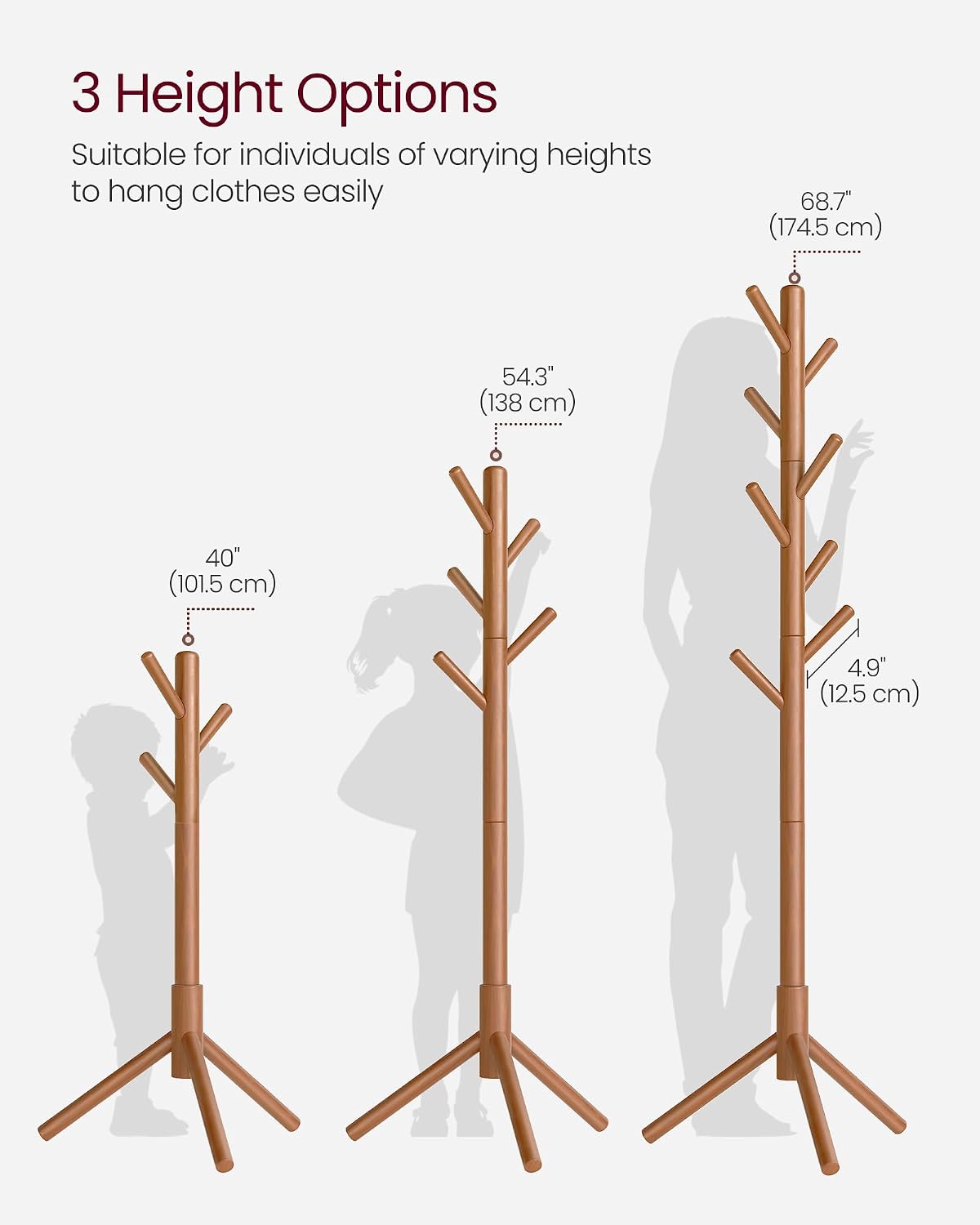 Detalle 1 de VASAGLE Coat Rack, Solid Wood