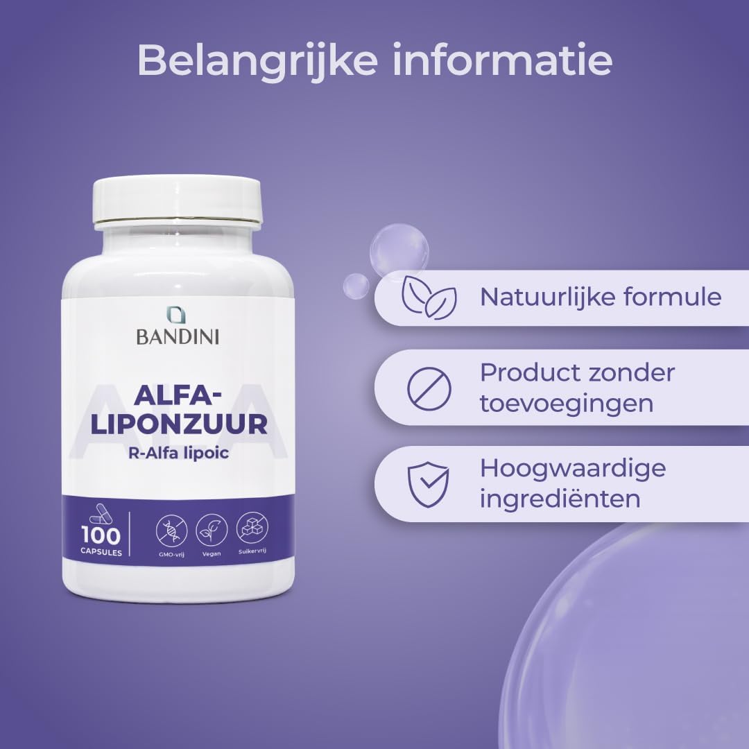 Thumbnail 5 de BANDINI ALA alfa-liponzuurcapsules met vertraagde afgifte, r-ALA, 200 mg