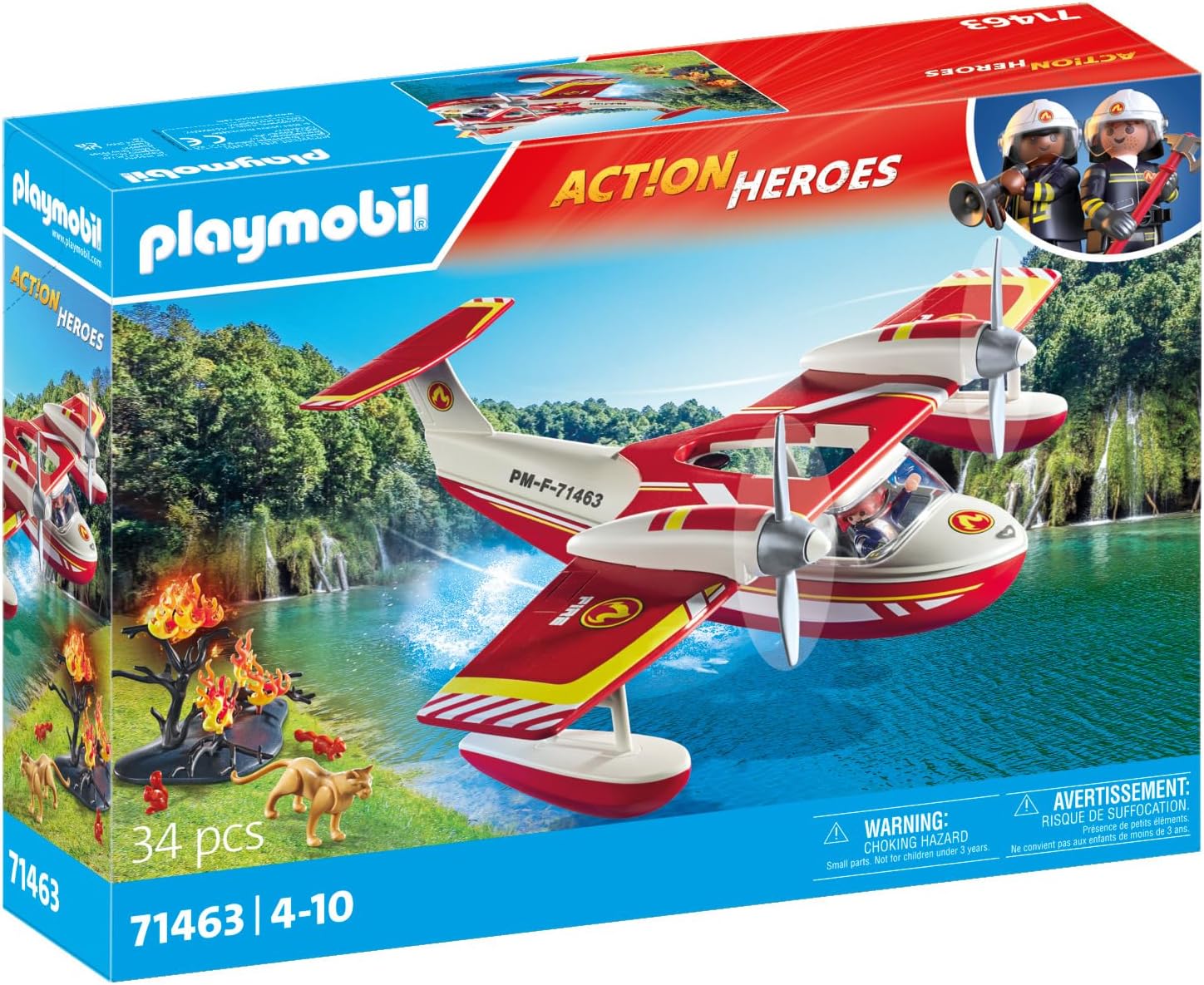 Thumbnail 1 de PLAYMOBIL City Action Feuerwehrflugzeug mit Löschfunktion (71463) – Heldinnen- und Heldenrettung für Kinder ab 4 Jahren