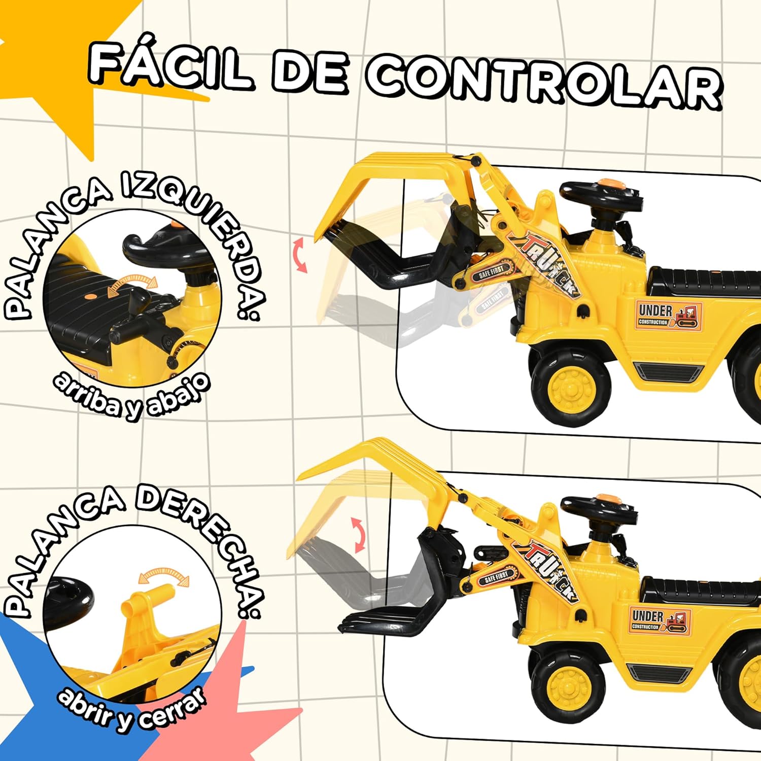 Thumbnail 2 de HOMCOM Tractor correpasillos Excavadora 83x27x39 cm