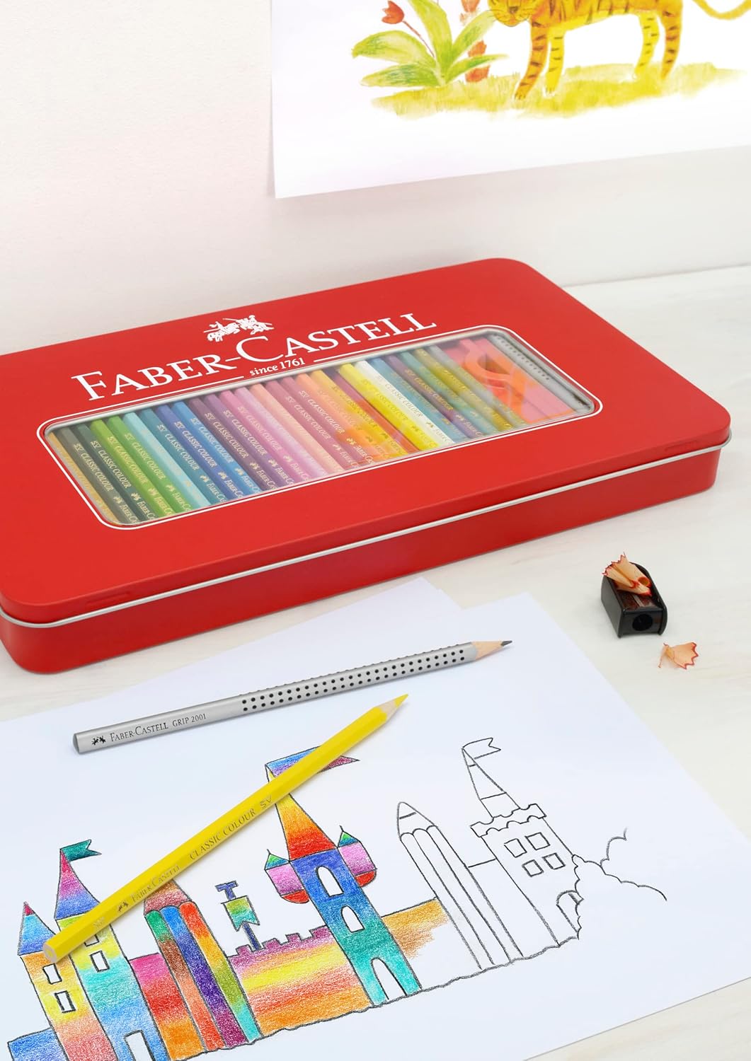 Thumbnail 1 de Faber-Castell 115824 hexagonal colour pencils (pack of 24) in a metal box