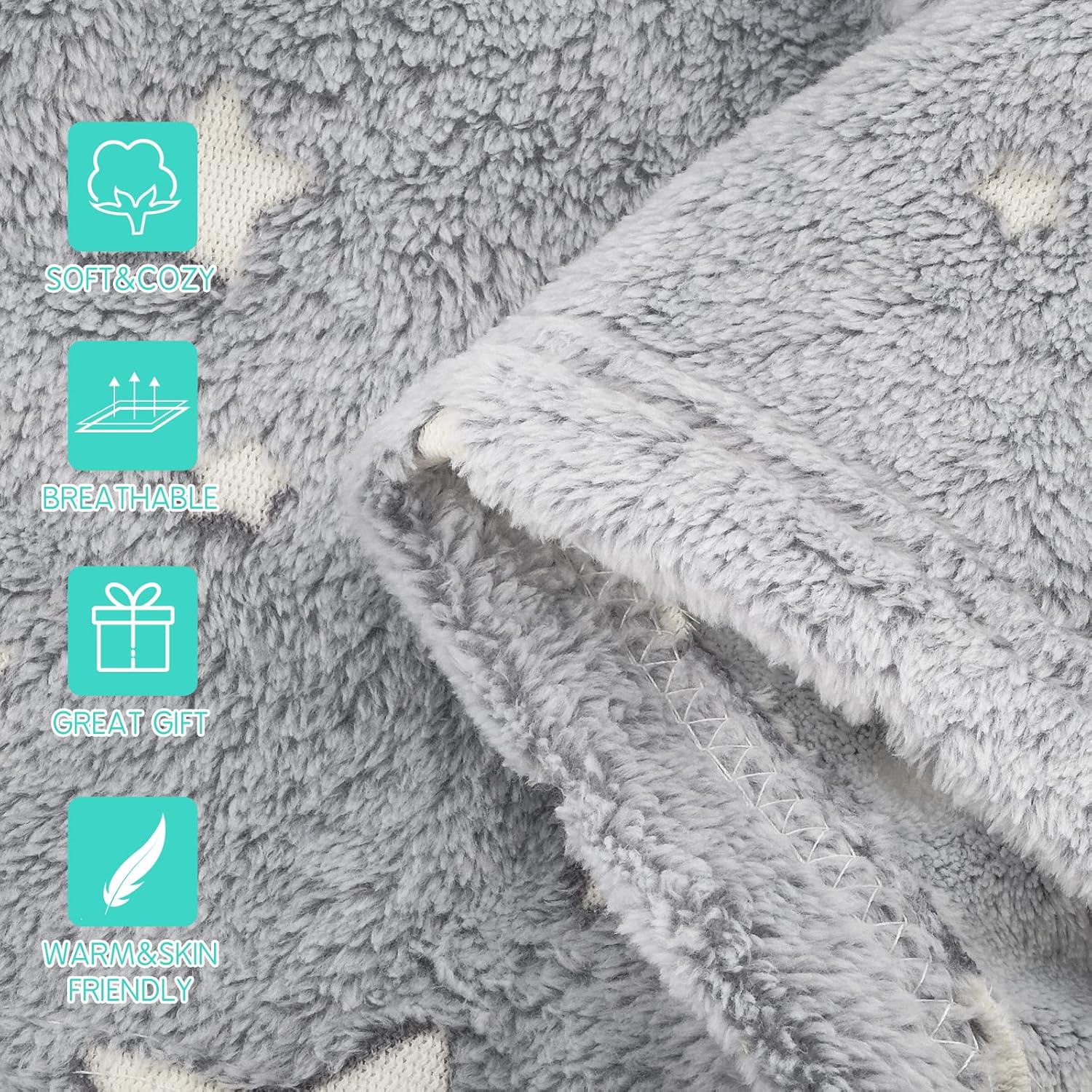 Thumbnail 3 de Ranedo Couverture Douillette pour enfant 190 x 150 cm en flanelle polaire à motifs étoiles (brille dans le noir)