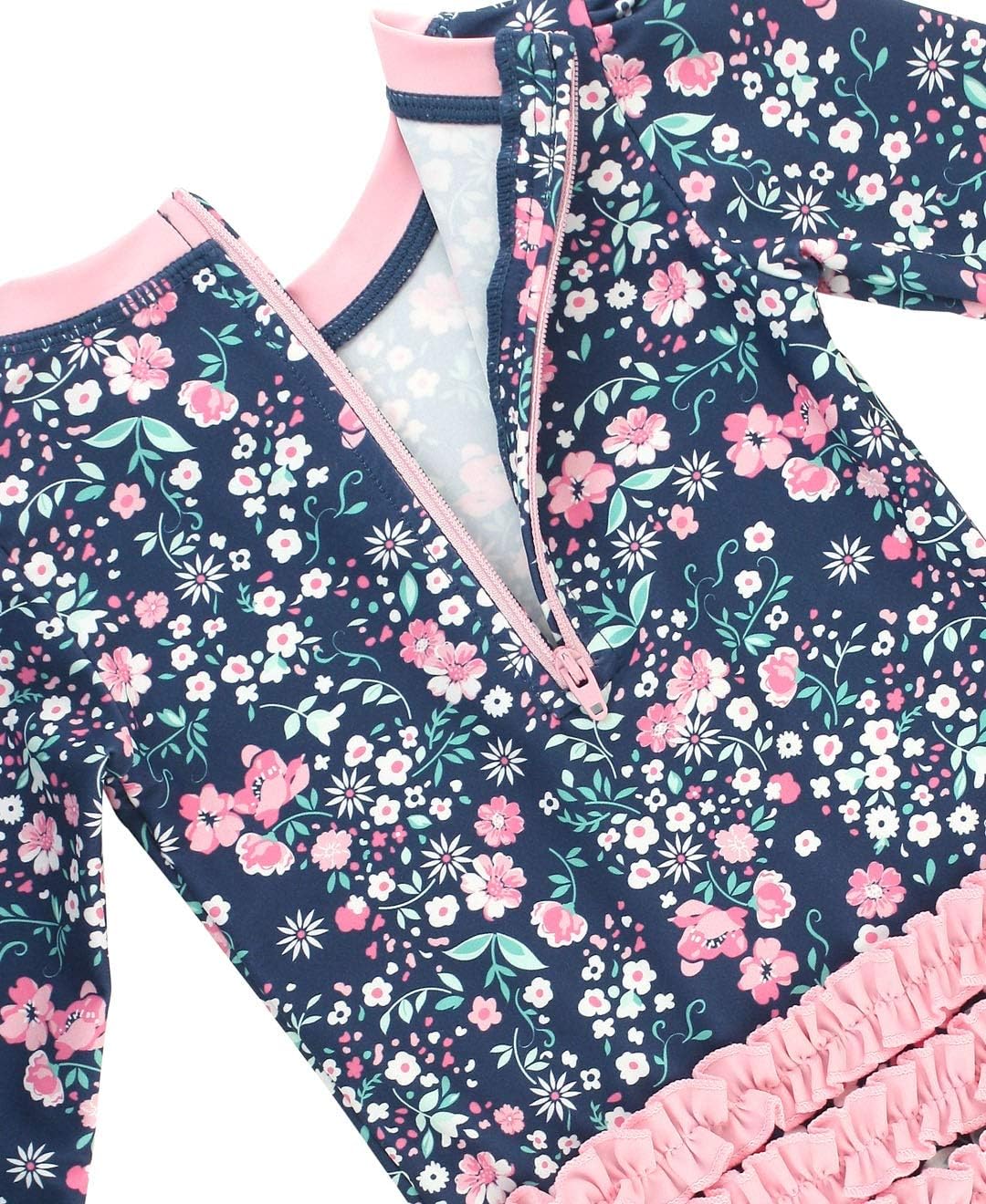Thumbnail 5 de RuffleButts Baby Girls UPF 50+ Floral Rash Guard One-Piece with Zipper