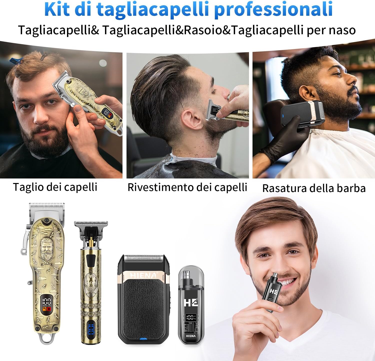 Thumbnail 6 de HIENA PRO Tagliacapelli Uomo Professionale: kit completo per taglio capelli e rasatura