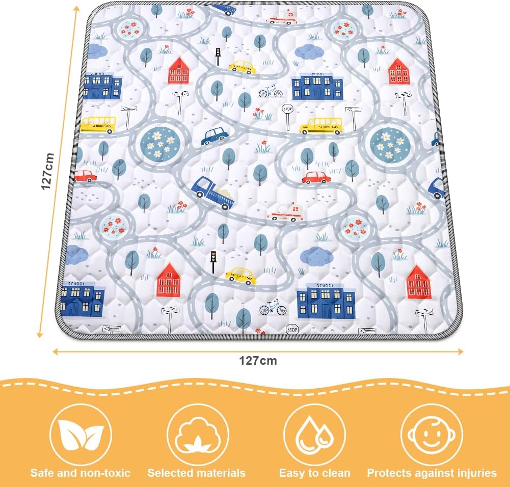Detalle 2 de Aolso 127x127 cm Baby Play Mat – Foldable, Non-Slip & Waterproof Floor Mat