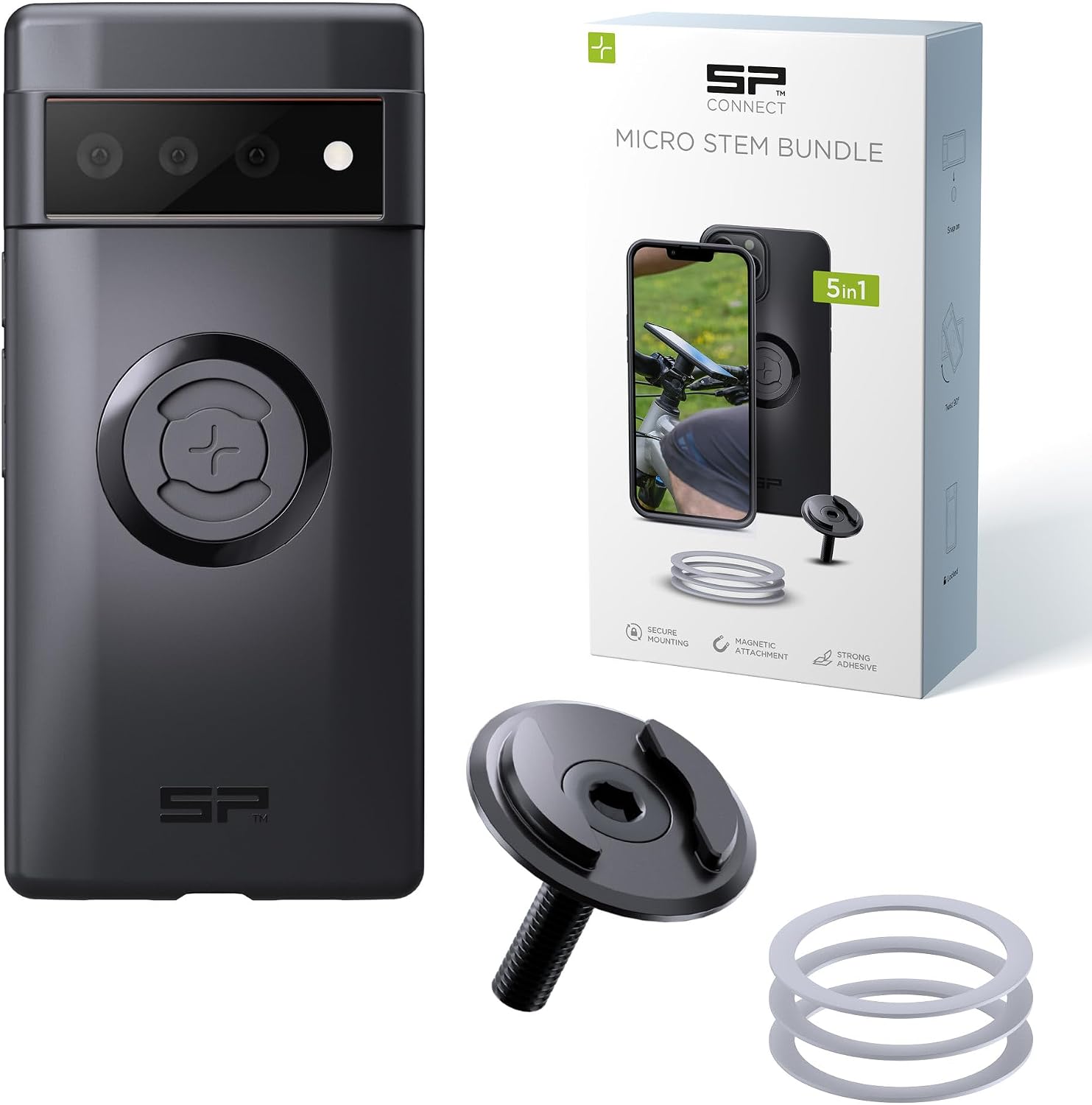 Detalle de SP CONNECT Micro Stem Bundle SPC+ pour Google Pixel 6 Pro — Support guidon vélo et fixation magnétique