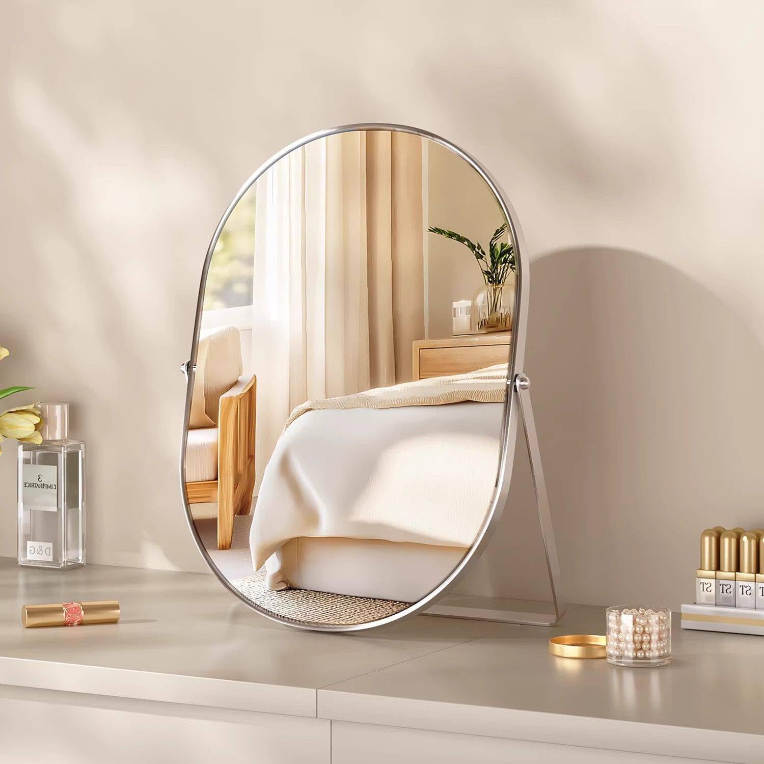 Thumbnail 6 de Hosoncovy Free Standing Desktop Mirror with Stand (Gold) – 22cm x 30cm dressing table cosmetic mirror