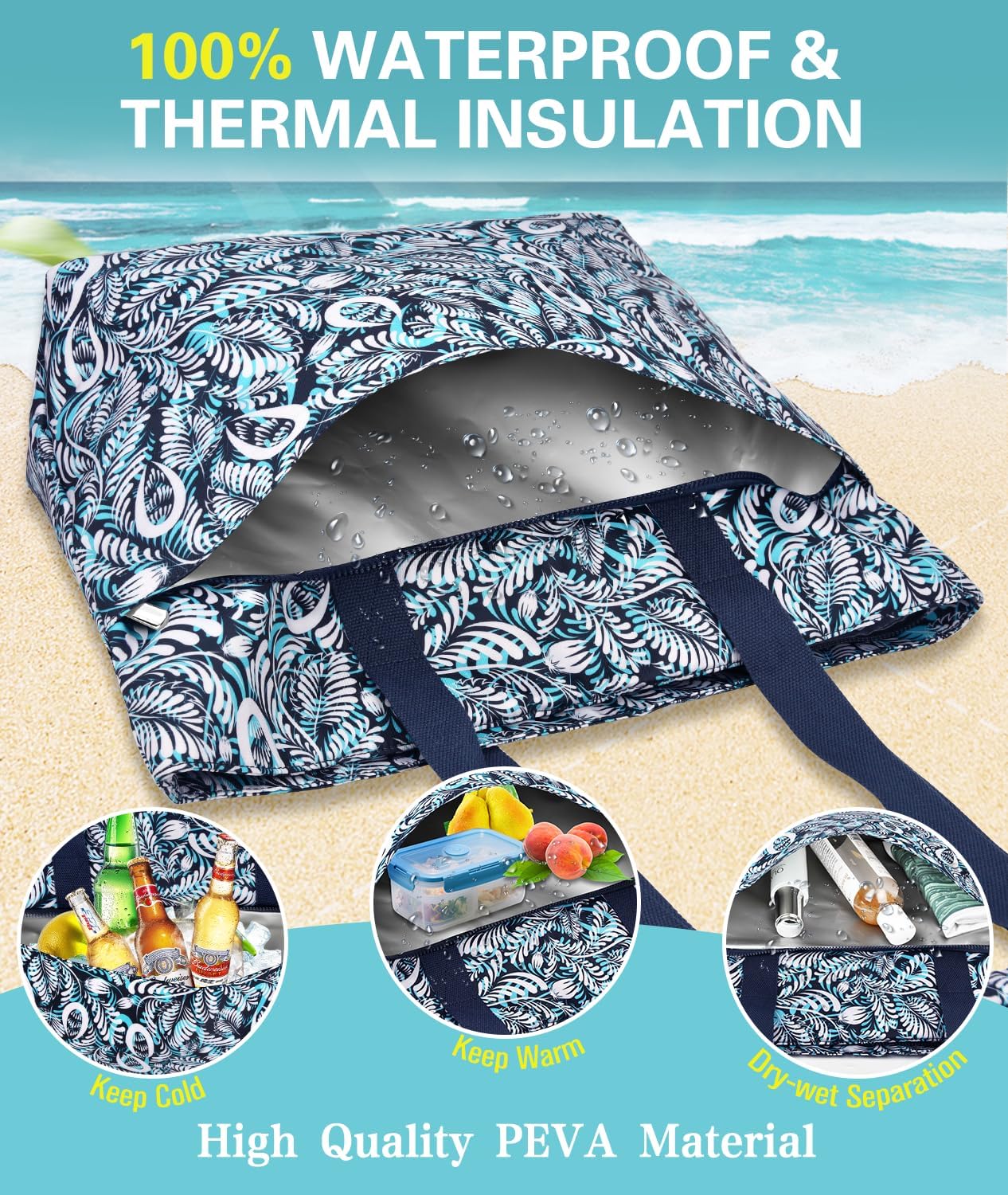 Thumbnail 5 de ENONEO Strandtasche Familie XXL – Wasserdichte Strand- und Reisetasche mit Nassfach