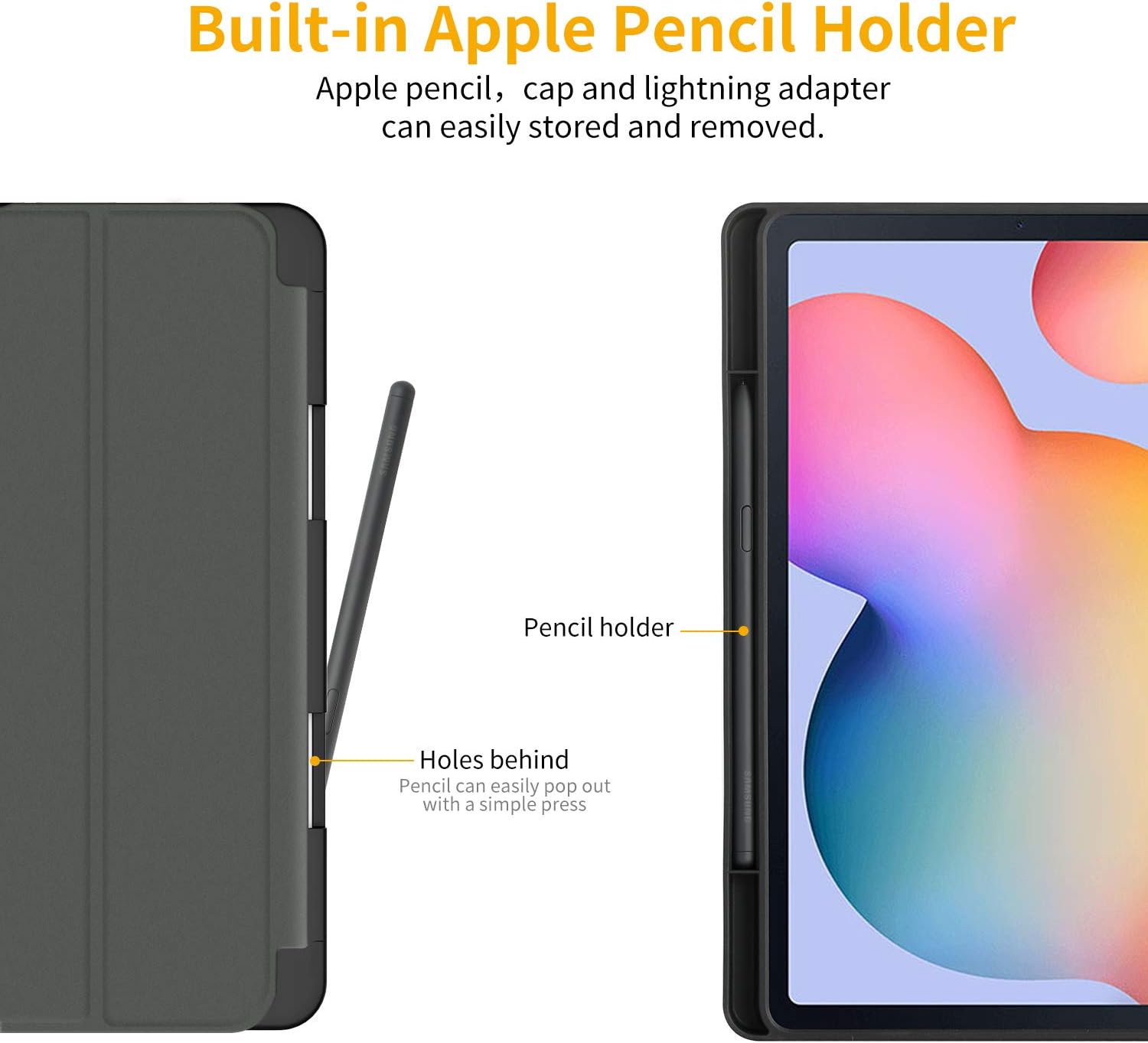 Thumbnail 3 de EasyAcc Schutzhülle für Samsung Galaxy Tab S6 Lite 10,4 Zoll (2024/2022/2020) inkl. Schutzfolie – ultra-dünn mit S-Pen-Halter, Schwarz