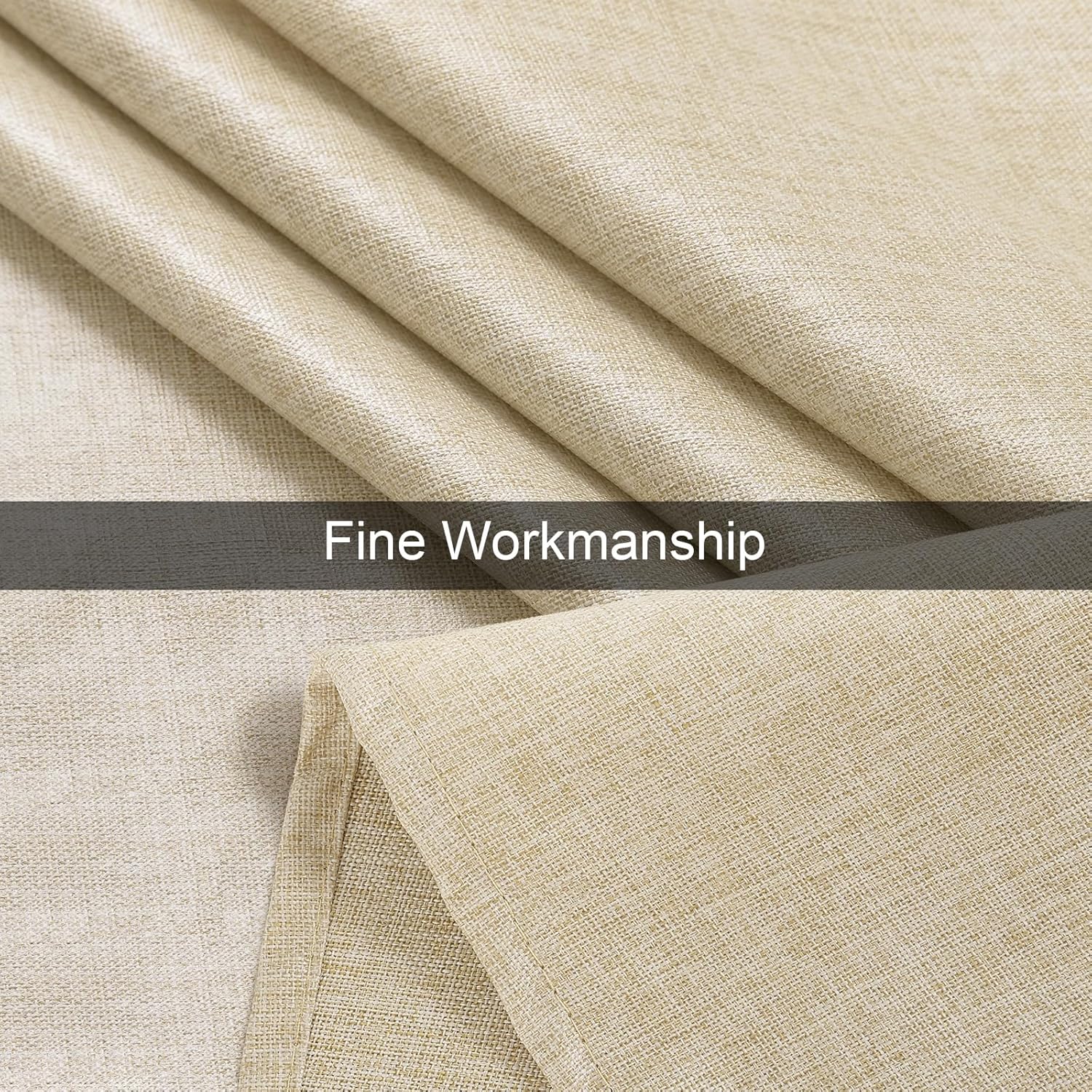 Thumbnail 2 de Homaxy Leinenoptik Tischdecke mit Lotus-Effekt, abwaschbar und wasserabweisend (beige, eckig, 140 x 300 cm)