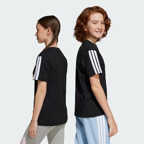 Detalle de adidas Unisex Bambini Essentials 3 Stripes T-Shirt, Black/White, 15-16 Years