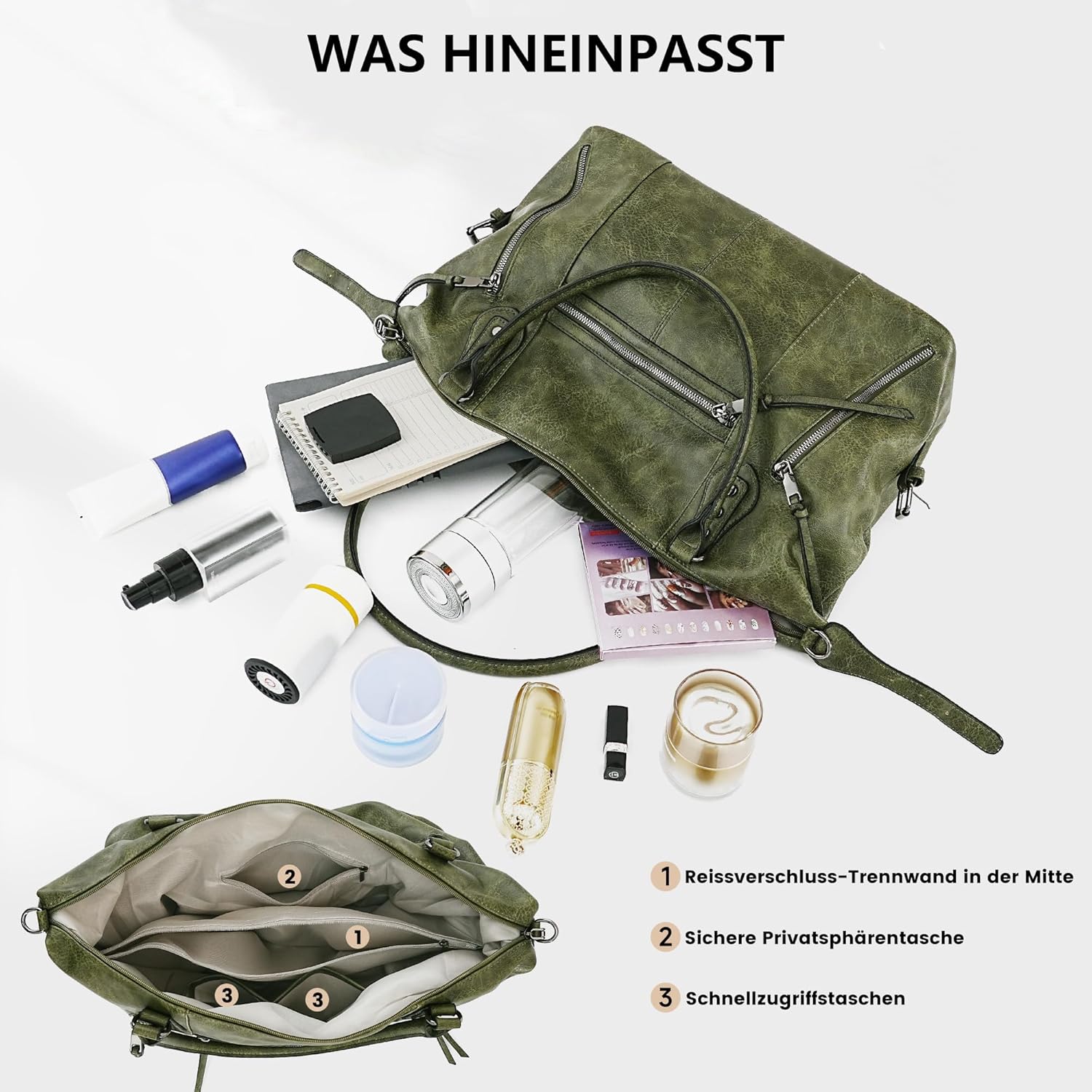 Thumbnail 5 de TANTOMI Damenhandtasche Mittelgroße Umhängetasche & Crossbody-Tasche mit verstellbarem Schulterriemen