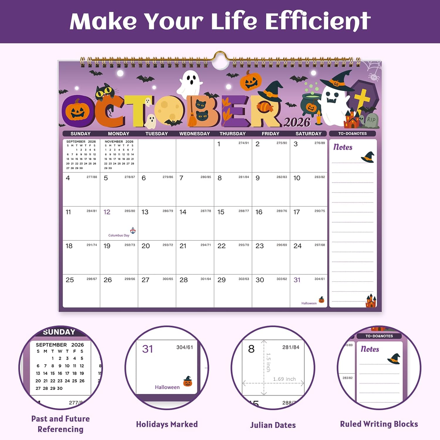 Detalle de Spomepo 2026-2027 Wall Calendar, 18-Month Monthly Planner, 14.8 x 11.5 Inches