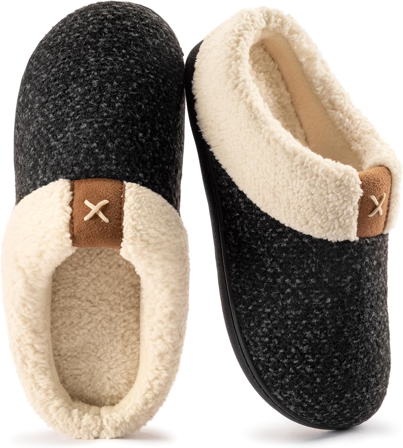 Detalle de ULTRAIDEAS Women's Cozy Memory Foam Slippers with Fleece Lining and Rubber Sole