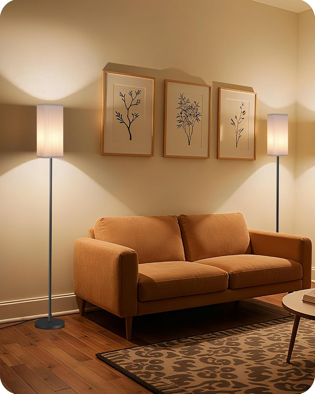 Detalle de GOEBLESON BP-F006S Dimmable Floor Lamp with Remote, Foot Switch and Pleated Shade