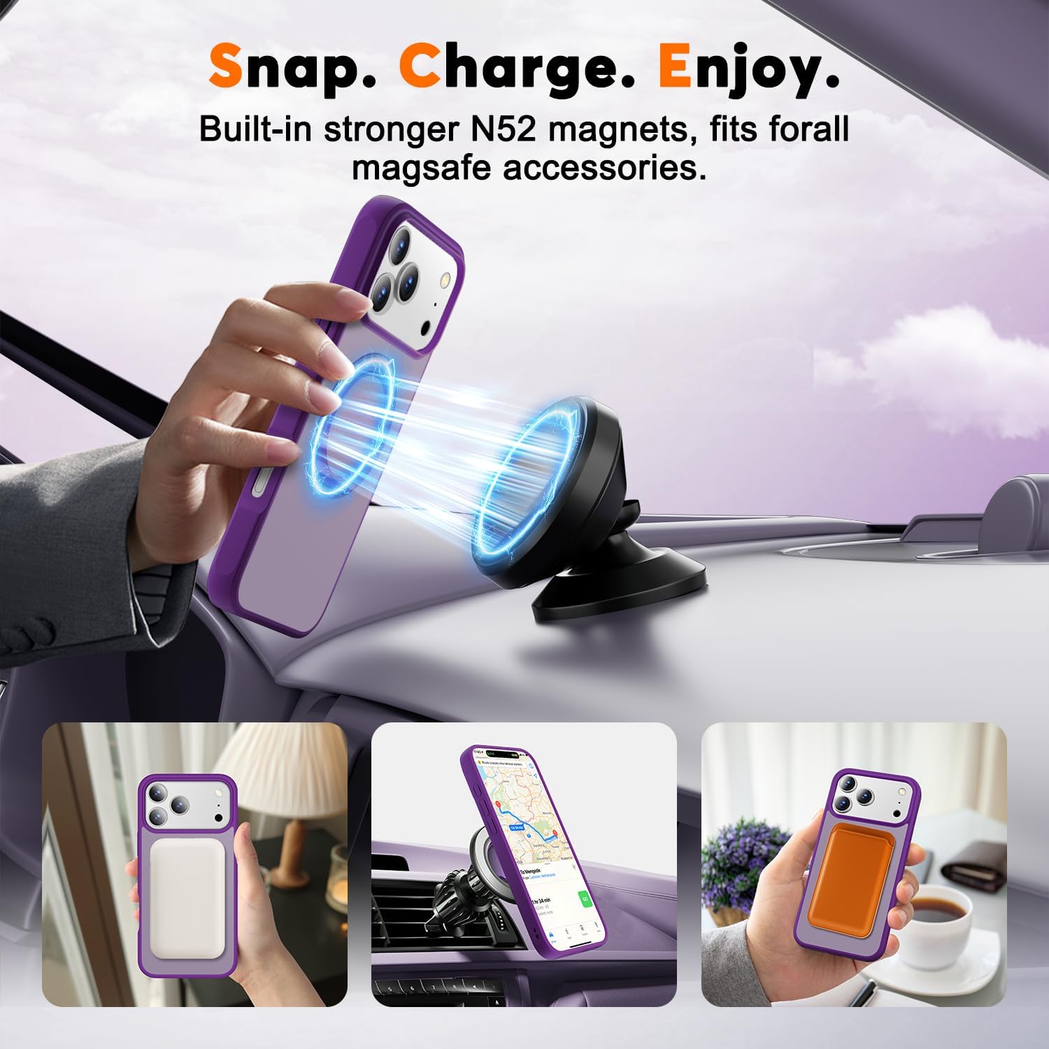 Detalle de Misscase 360 Spin Magnetic Stand for iPhone 17 Pro Case - 6.3", Purple