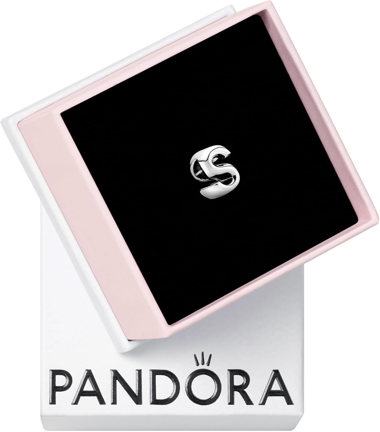 Detalle de Pandora Colgante de plata con la letra S de PANDORA – compatible con Pandora Moments