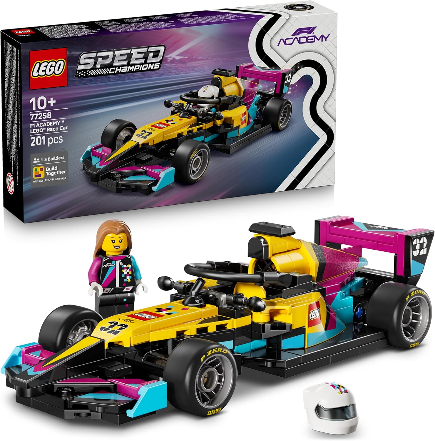LEGO Speed Champions Voiture de Course F1 Academy 77258 – Maquette avec Minifigurine Femme Pilote