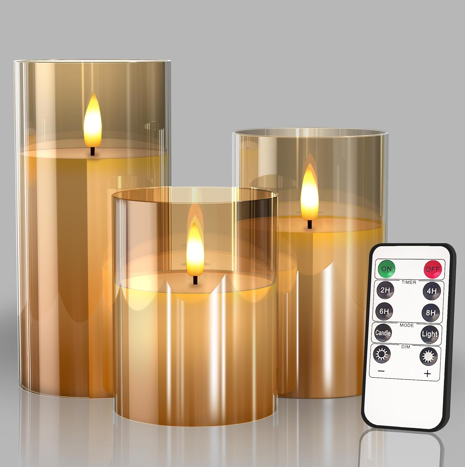 Tyawon Glass Flameless LED Candles Pack of 3 🕯