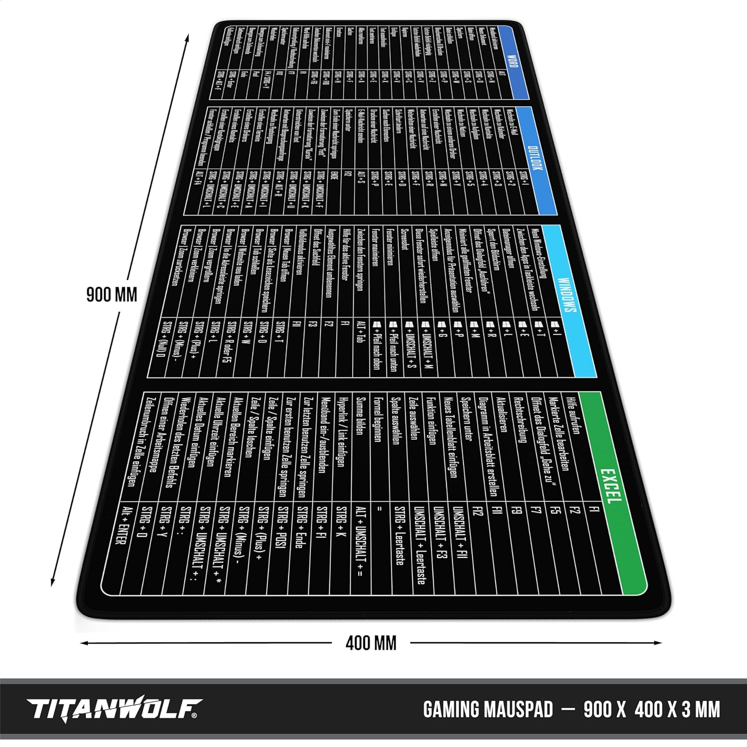 Detalle 2 de TITANWOLF XXL Speed Gaming Mauspad 900Ă—400 mm đź–±