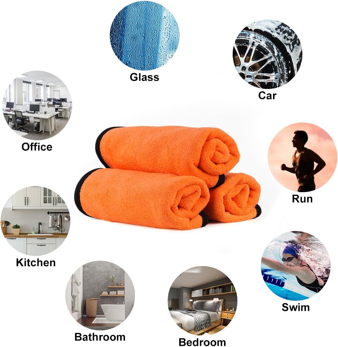 Thumbnail 6 de URAQT Mikrofasertücher Auto 6er-Set (400 GSM) – fusselfreie Reinigungstücher für Auto, Haushalt, Küche & Fenster, 60×40 cm (Orange/Grau)