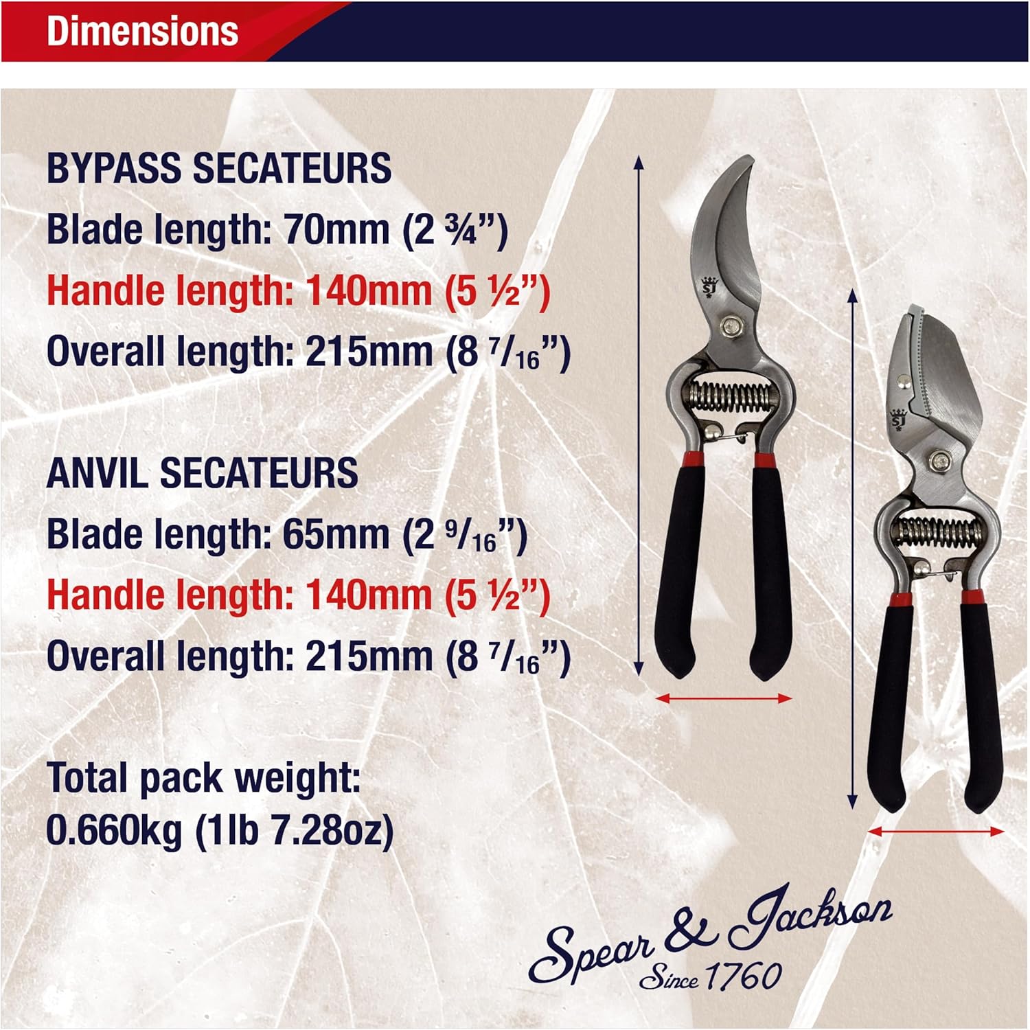 Thumbnail 5 de Spear & Jackson CUTTINGSET8 Traditional Bypass and Anvil Secateurs Set