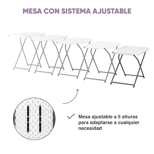 Thumbnail 8 de KG KITGARDEN Mesa Plegable Auxiliar con Altura Ajustable 50x75x56–73 cm (Blanca)