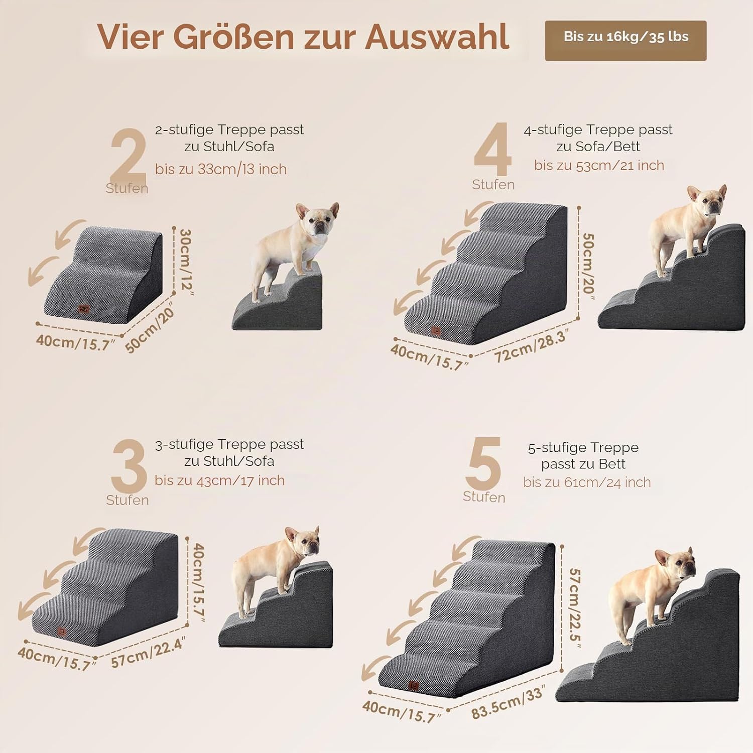 Detalle de EHEYCIGA Hundetreppe 40 cm Hoch 🐾