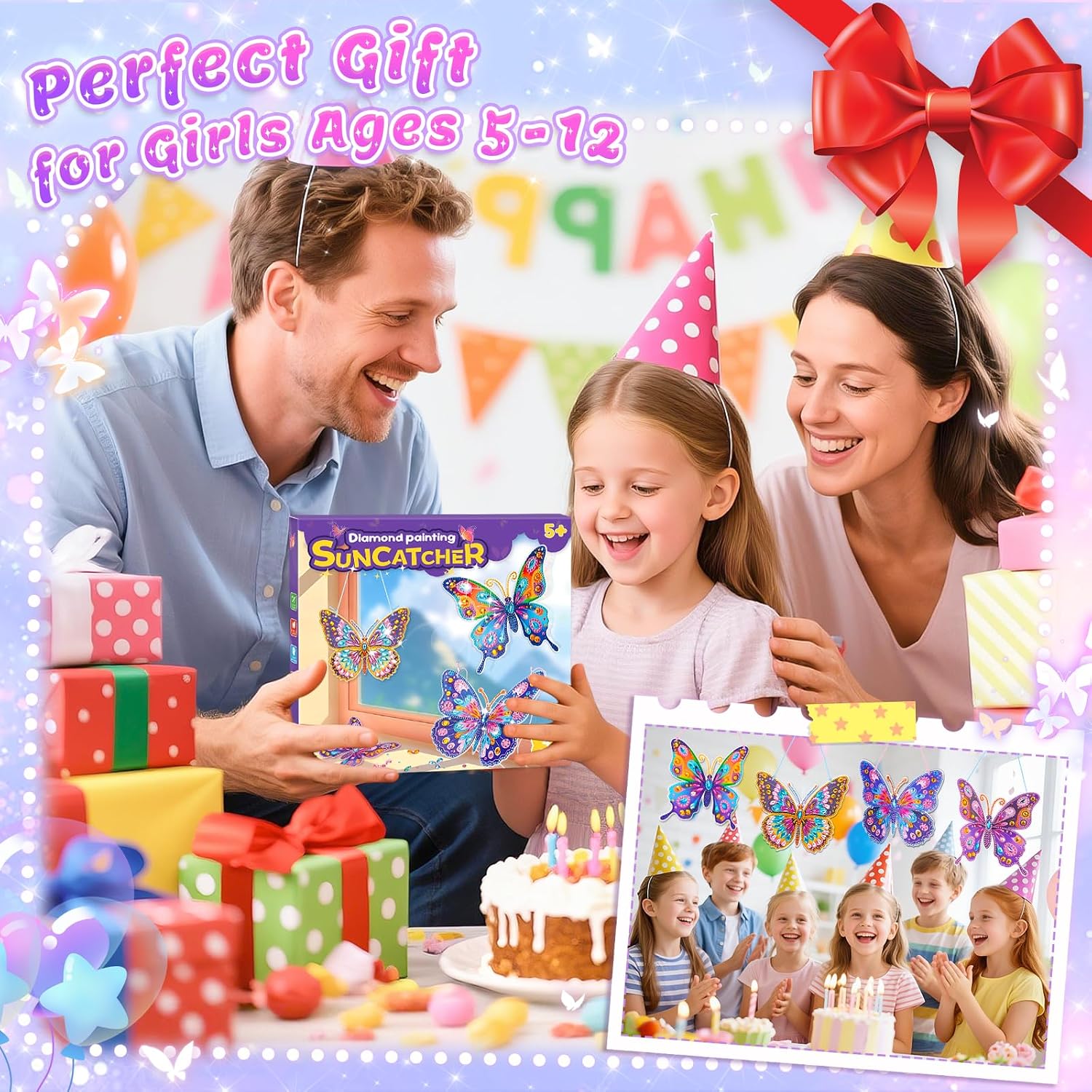 Thumbnail 6 de Gifts for 5–12 Year Old Girls: 3D Butterfly Diamond Painting Sun Catcher Kit for Window Decoration