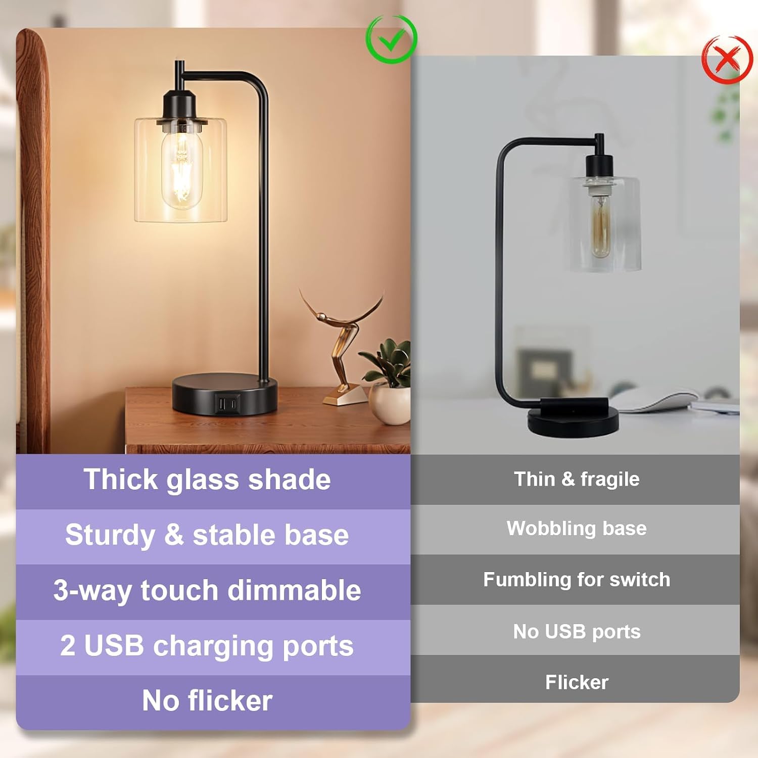 Detalle 2 de Aooshine Bedside Lamps Set of 2