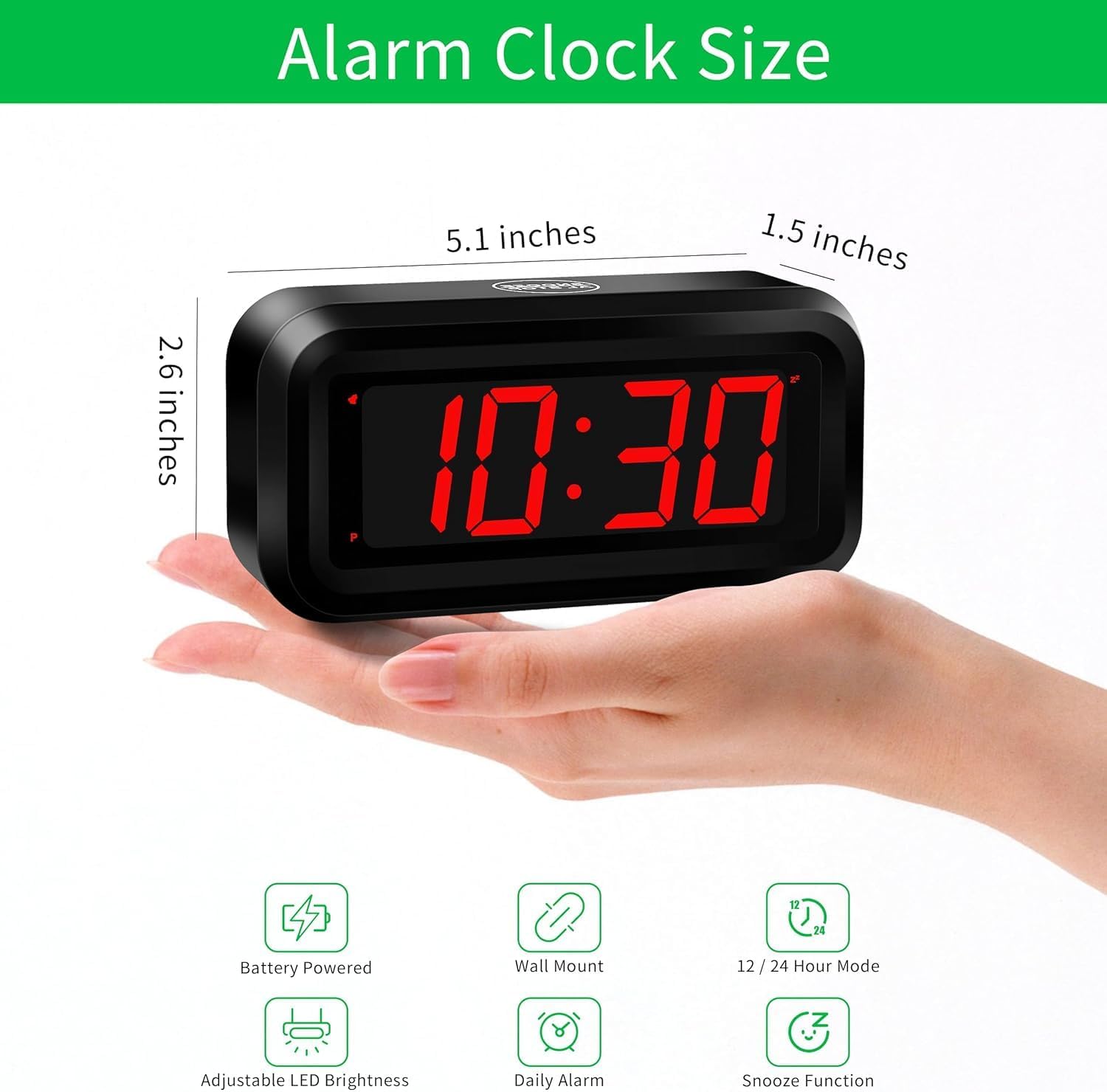 Detalle 2 de KWANWA Digital Alarm Clock 1.2" LED