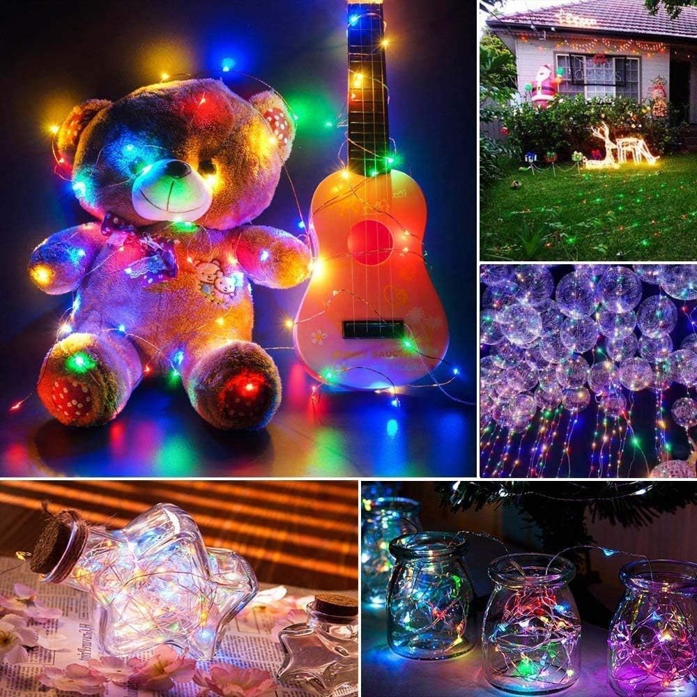 Detalle de Joomer Solar String Lights Outdoor (2 Pack, 80FT total, 240 LEDs) – Waterproof garden fairy lights with 8 modes