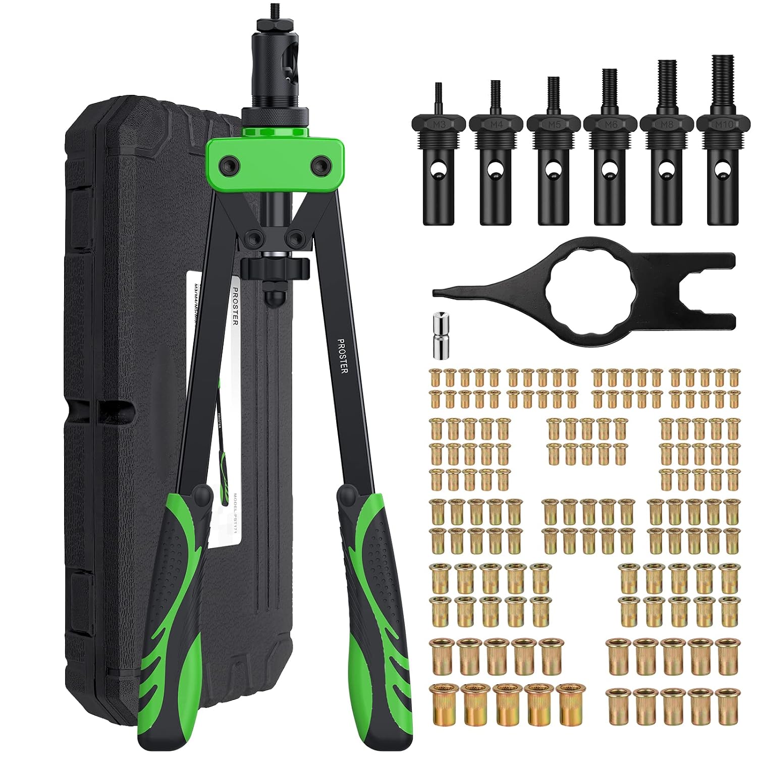 Detalle de Proster 14" Heavy Duty Rivet Nut Gun Kit, 6 Mandrels and 150 Nuts
