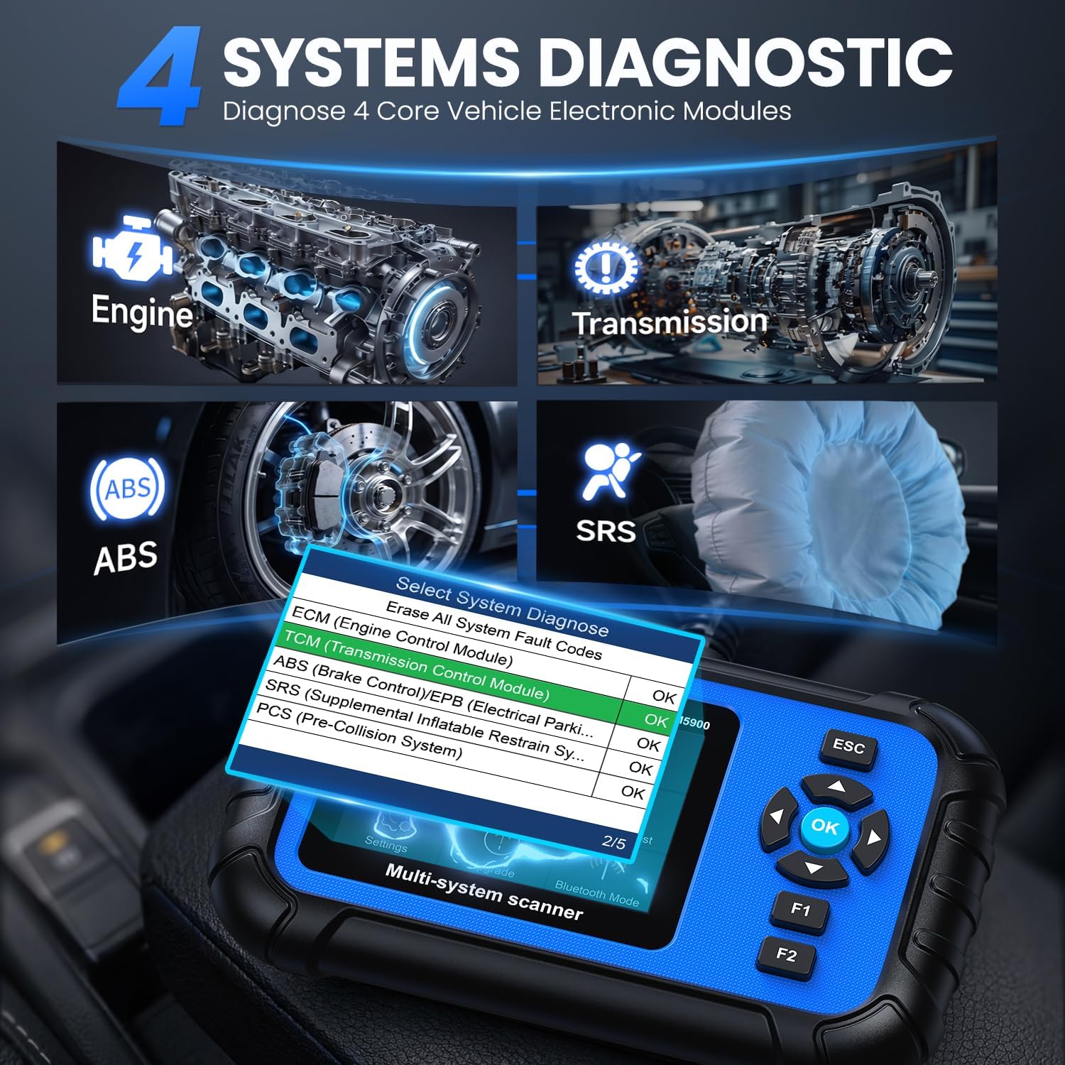 Thumbnail 1 de AUTOPHIX 4 Systems Car Diagnostic Tool: DM5900 4‑System OBD2 Scanner, 12V Battery Tester and Bluetooth Engine Reader