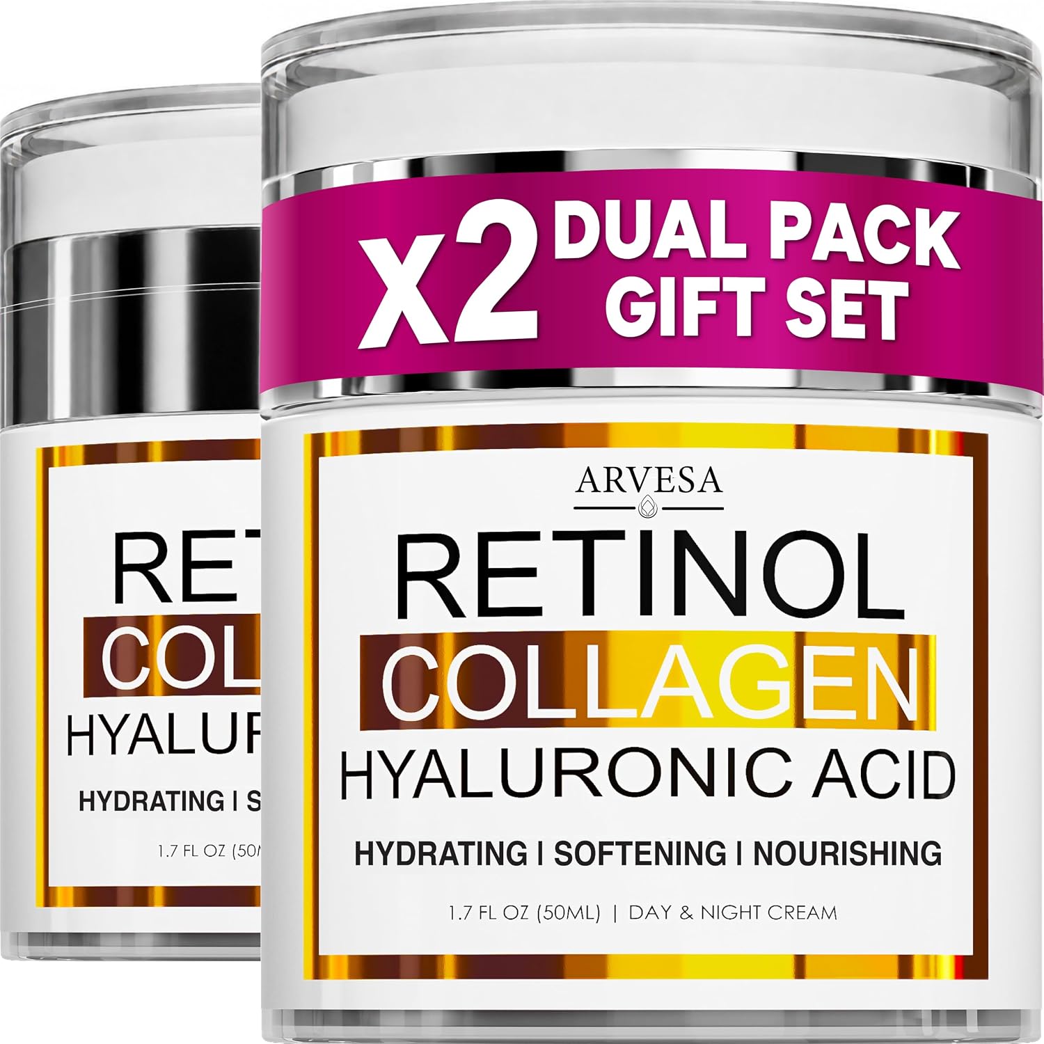 Detalle de Arvesa UUX2 Retinol Face Cream with Hyaluronic Acid & Collagen, 2-Pack