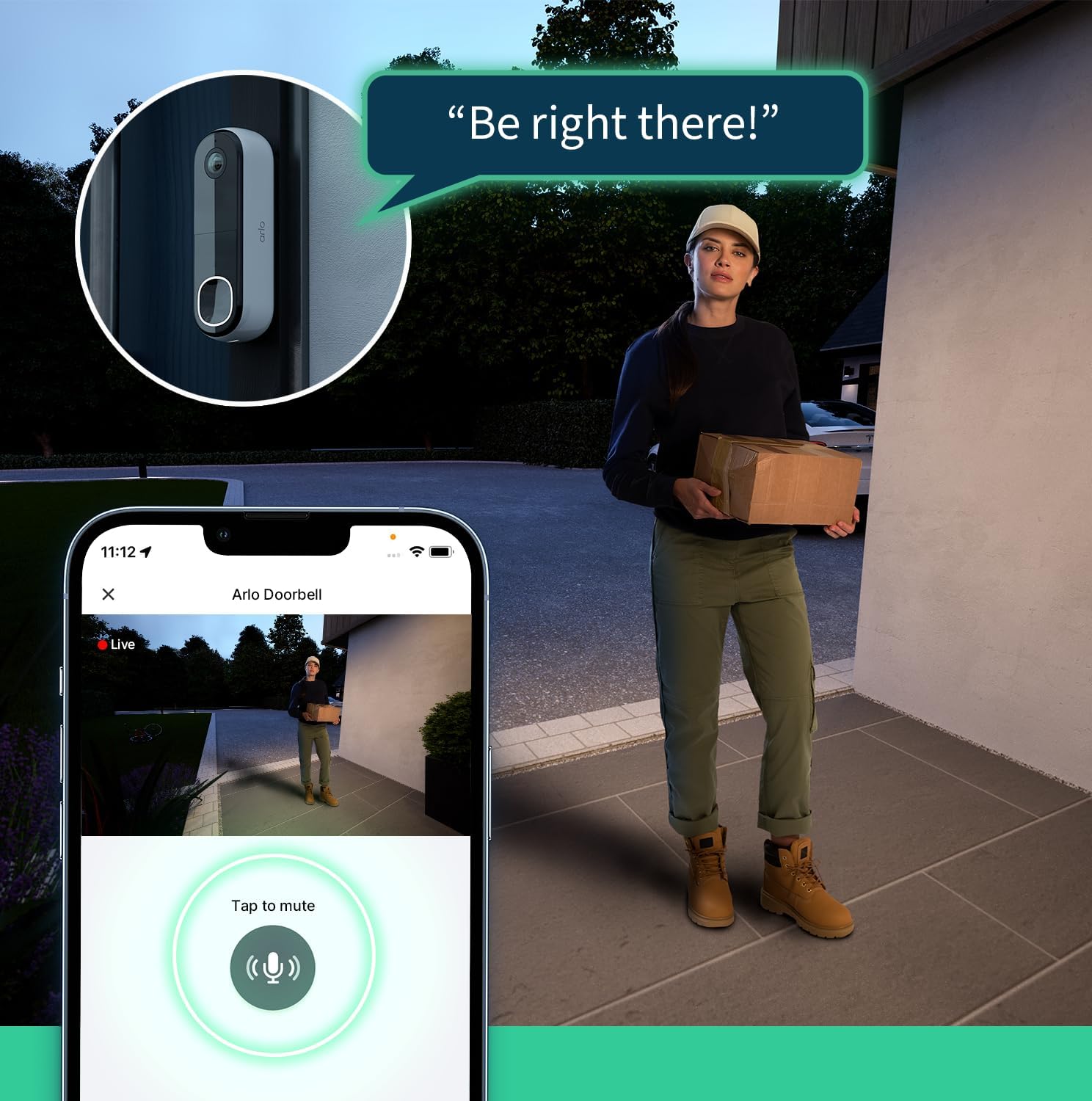 Thumbnail 4 de Arlo HD Video Doorbell Camera Wireless and Chime – Battery Powered 1080p Security for UK Homes