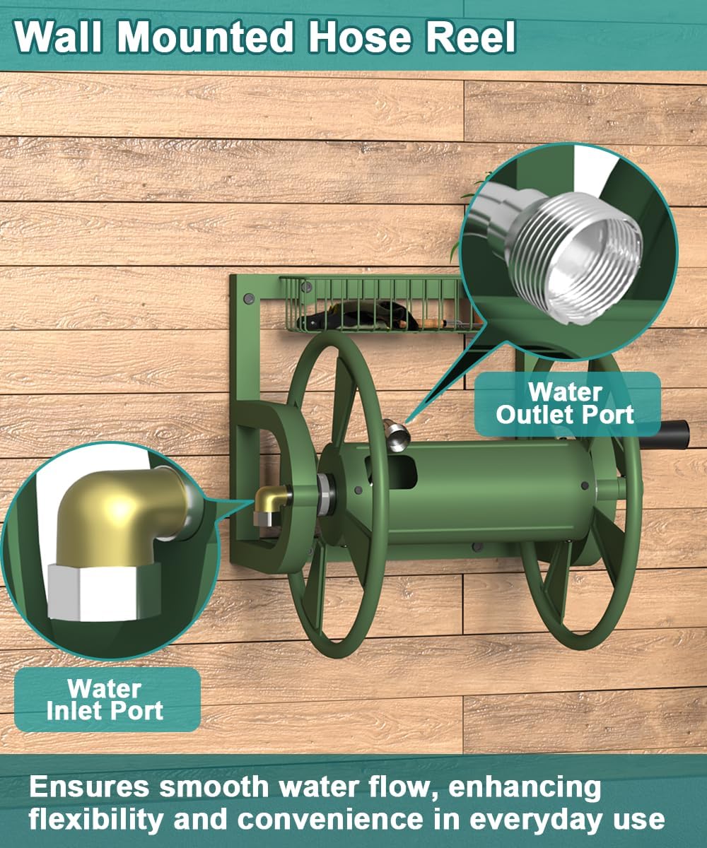 Thumbnail 6 de Artigarden AGN-WMHR-GRN Wall-Mounted Hose Reel, 125-Foot Capacity