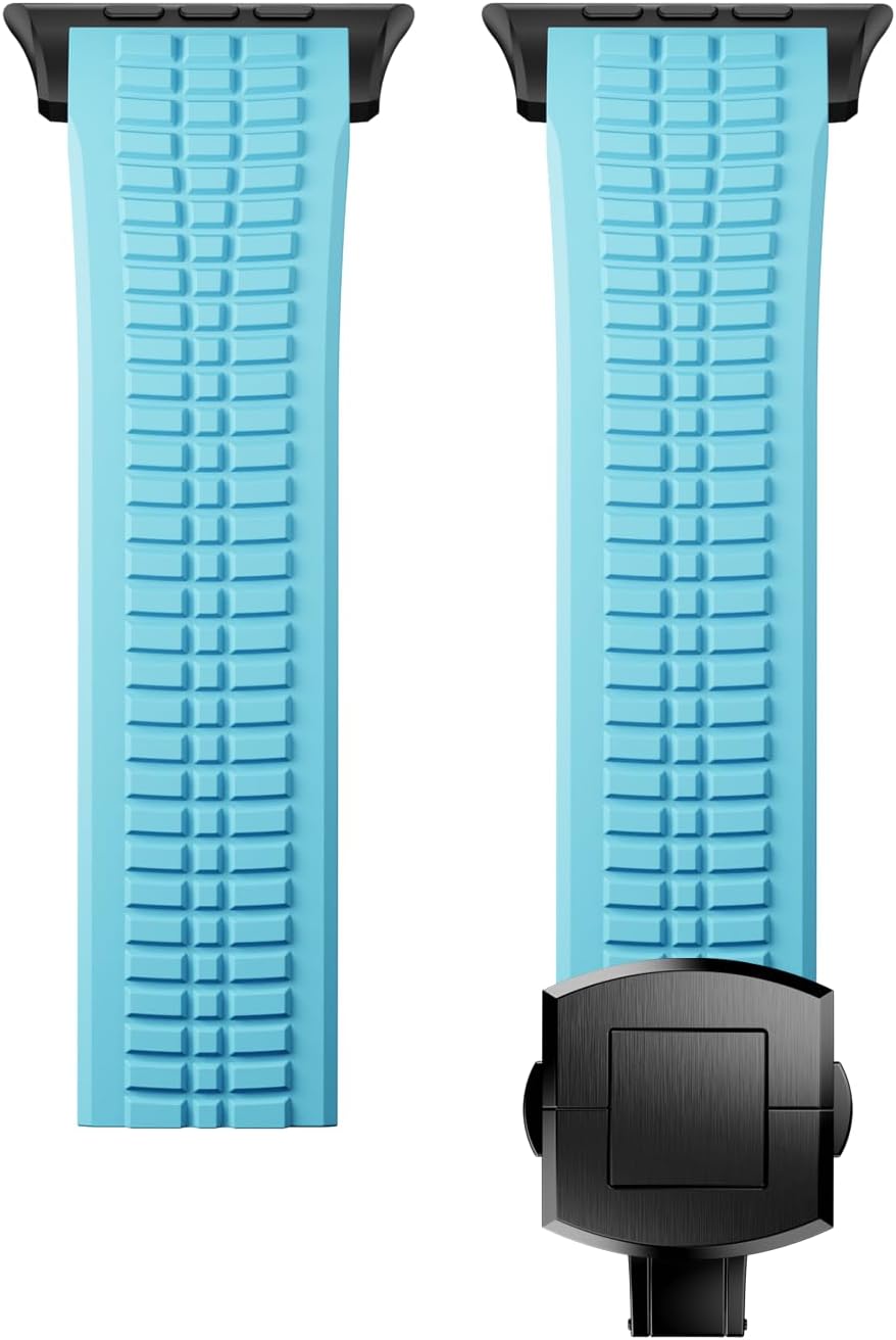 Detalle de VKEOO modern silicone watch band with folding buckle for Apple Watch Ultra 2/Ultra and Series 10–7 (44mm–49mm)