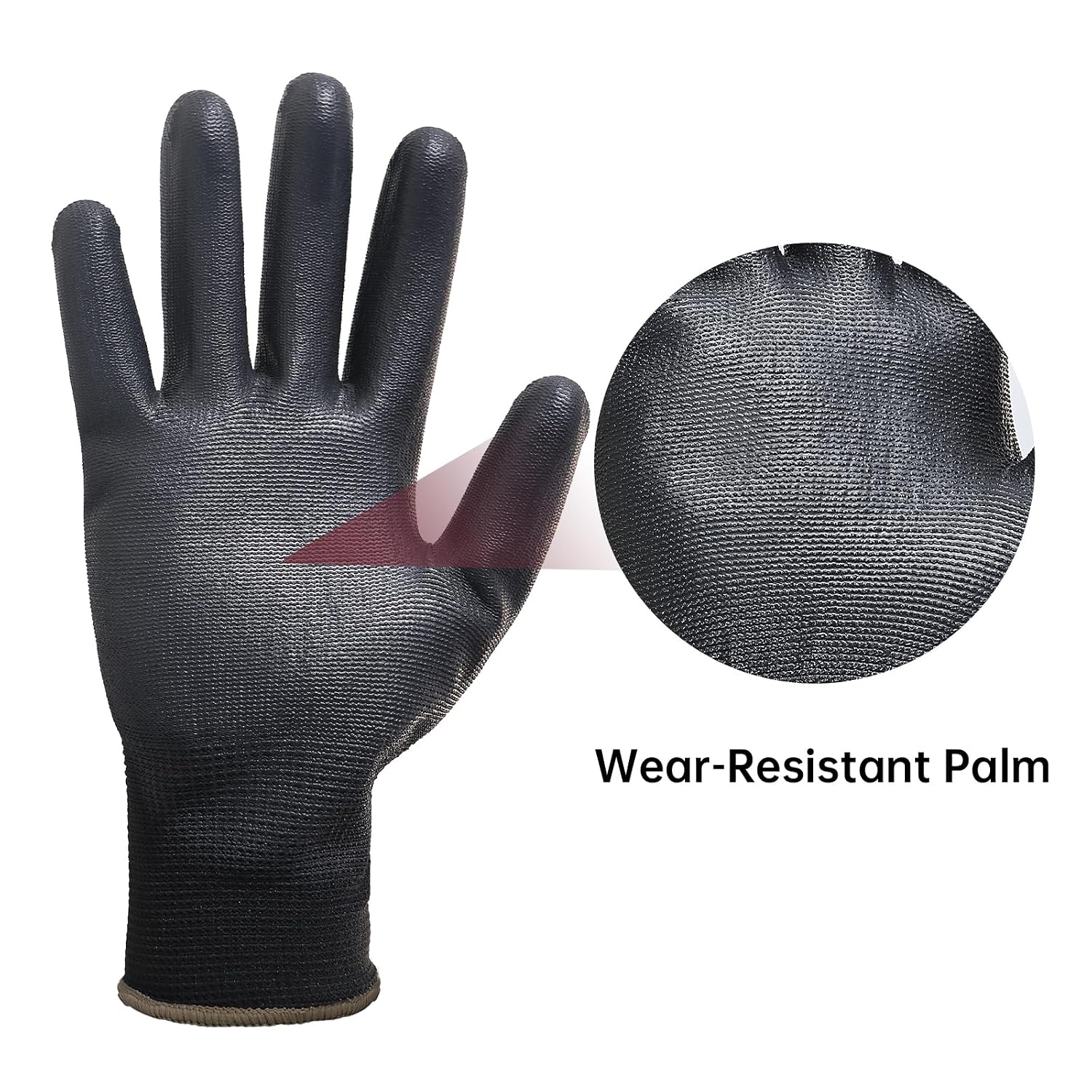 Detalle 2 de HANDLANDY PU Coated Nylon Work Gloves 12 Pairs Medium