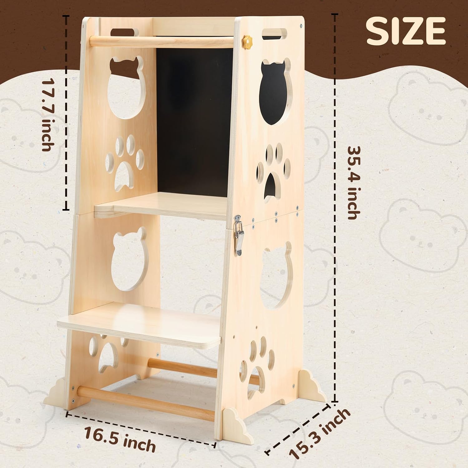 Thumbnail 6 de FOBIG Toddler Kitchen Step Stool, Solid Wood and MDF