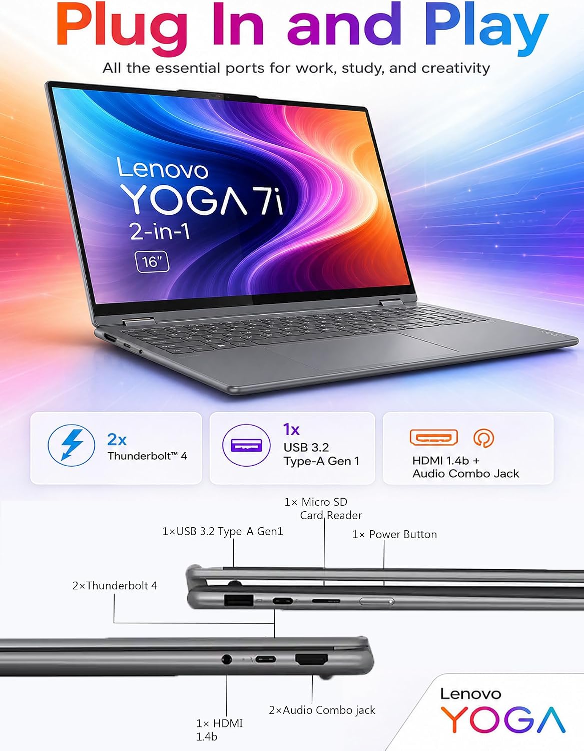 Detalle 2 de Lenovo 2-in-1 laptop 16-inch