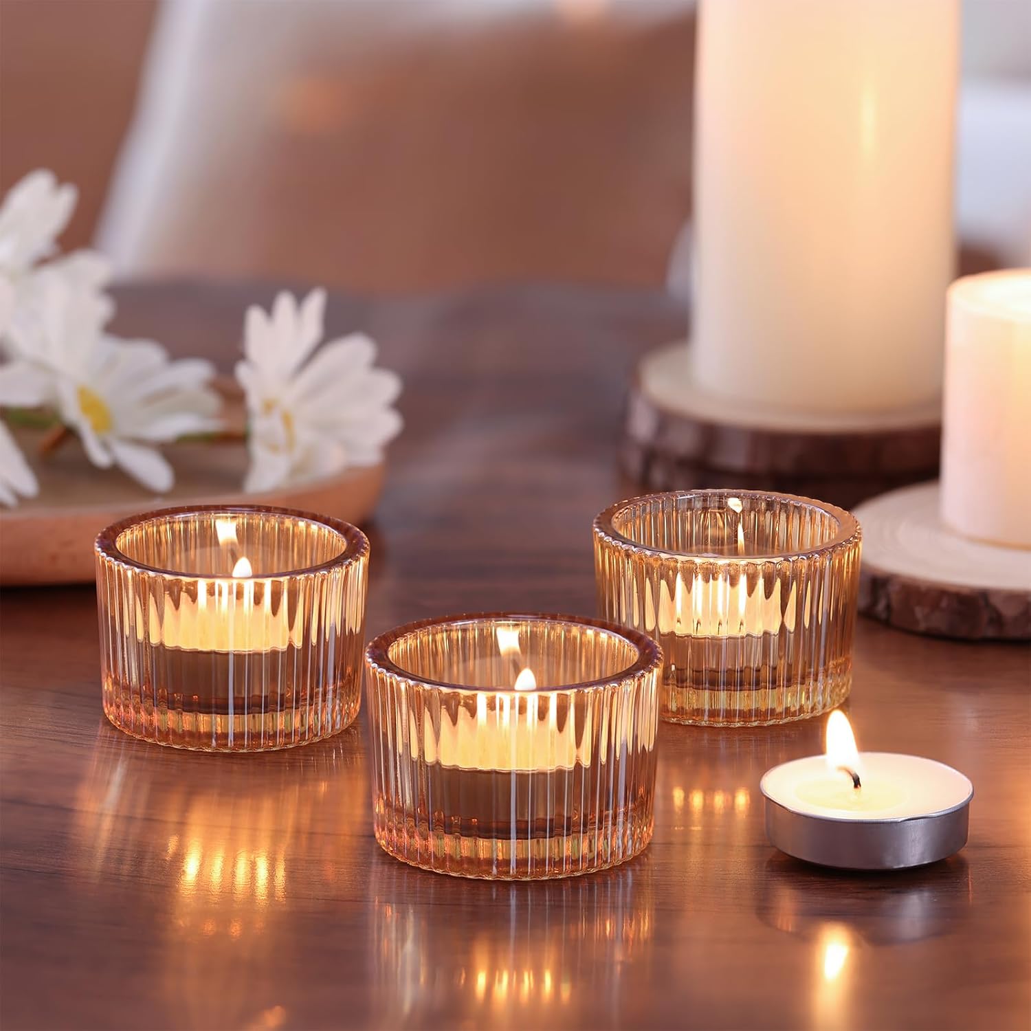 Thumbnail 5 de NITIME 30-Piece Ribbed Gold Candle Holders for Centerpiece 🕯