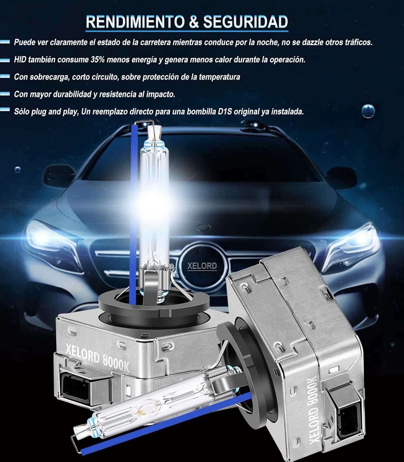 Detalle 2 de XELORD D1S Bombilla Xenón 8000K 35W
