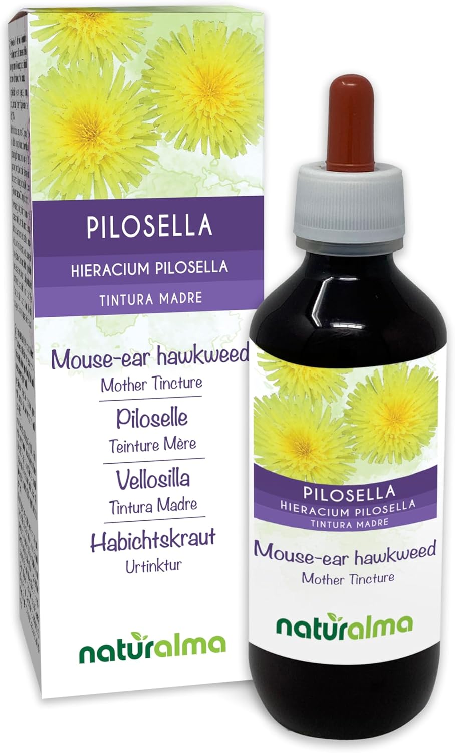 Detalle de Pilosella Hieracium pilosella Tintura Madre analcoolica 200 ml di Naturalma — Integratore vegano in gocce