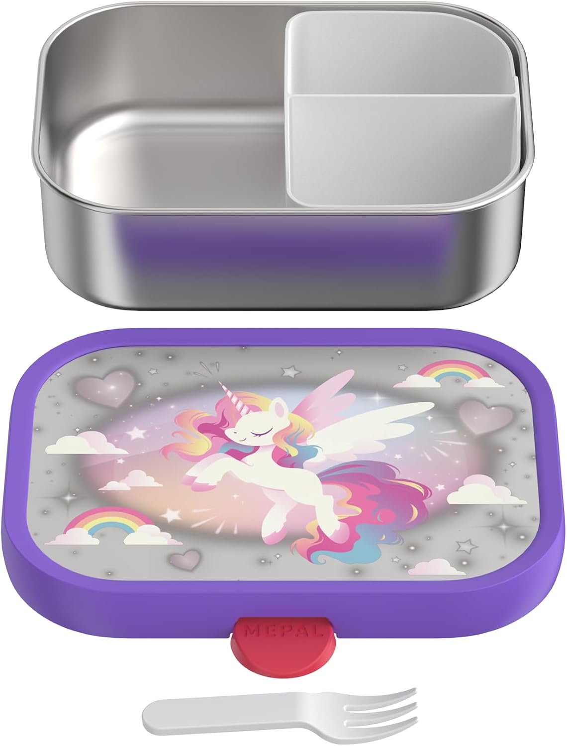 Detalle de Mepal Campus RVS bento-lunchbox voor kinderen, 750 ml, Unicorn Glow