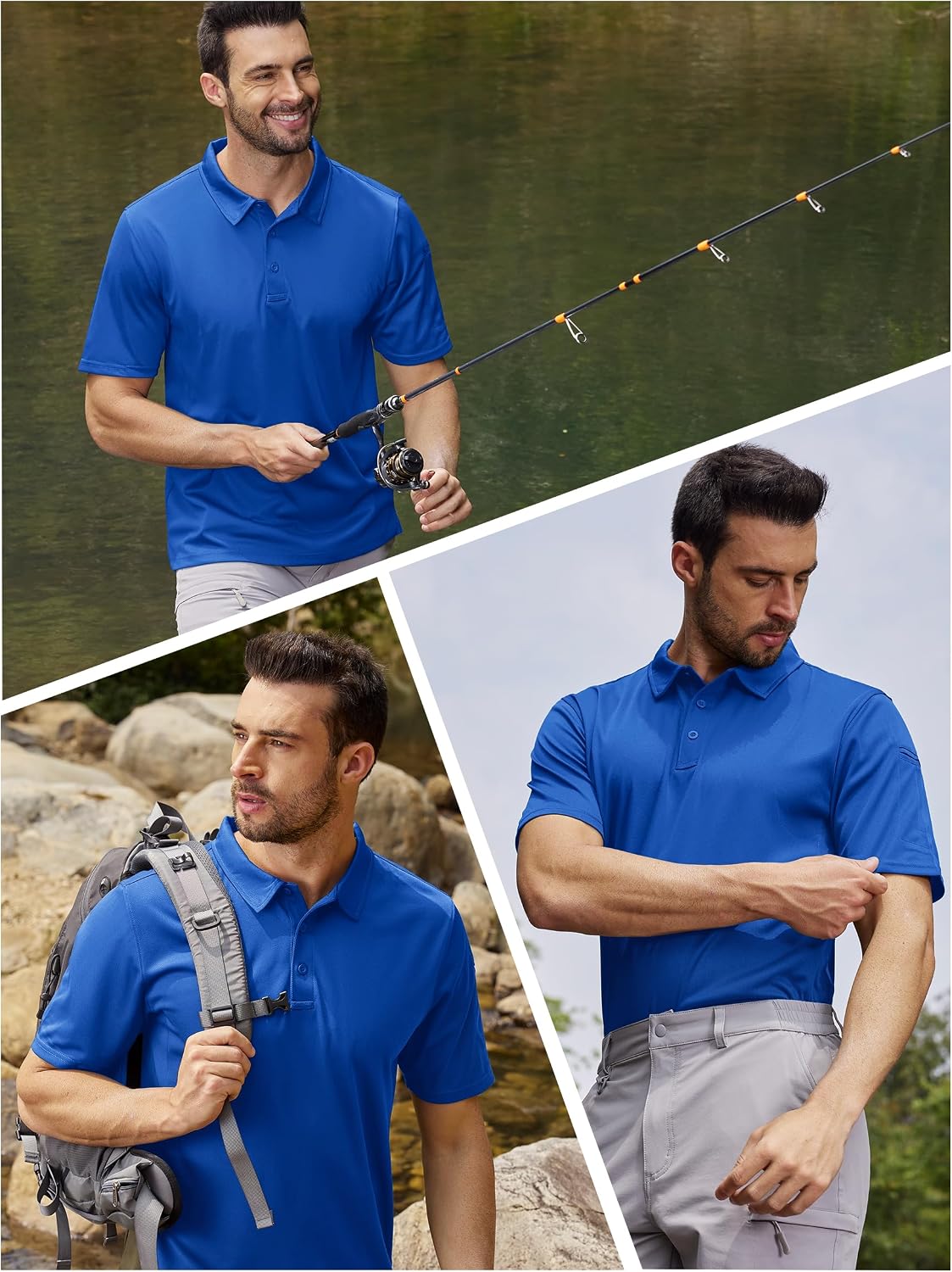 Detalle de TACVASEN Men's Breathable Quick-Dry Golf Polo Shirt