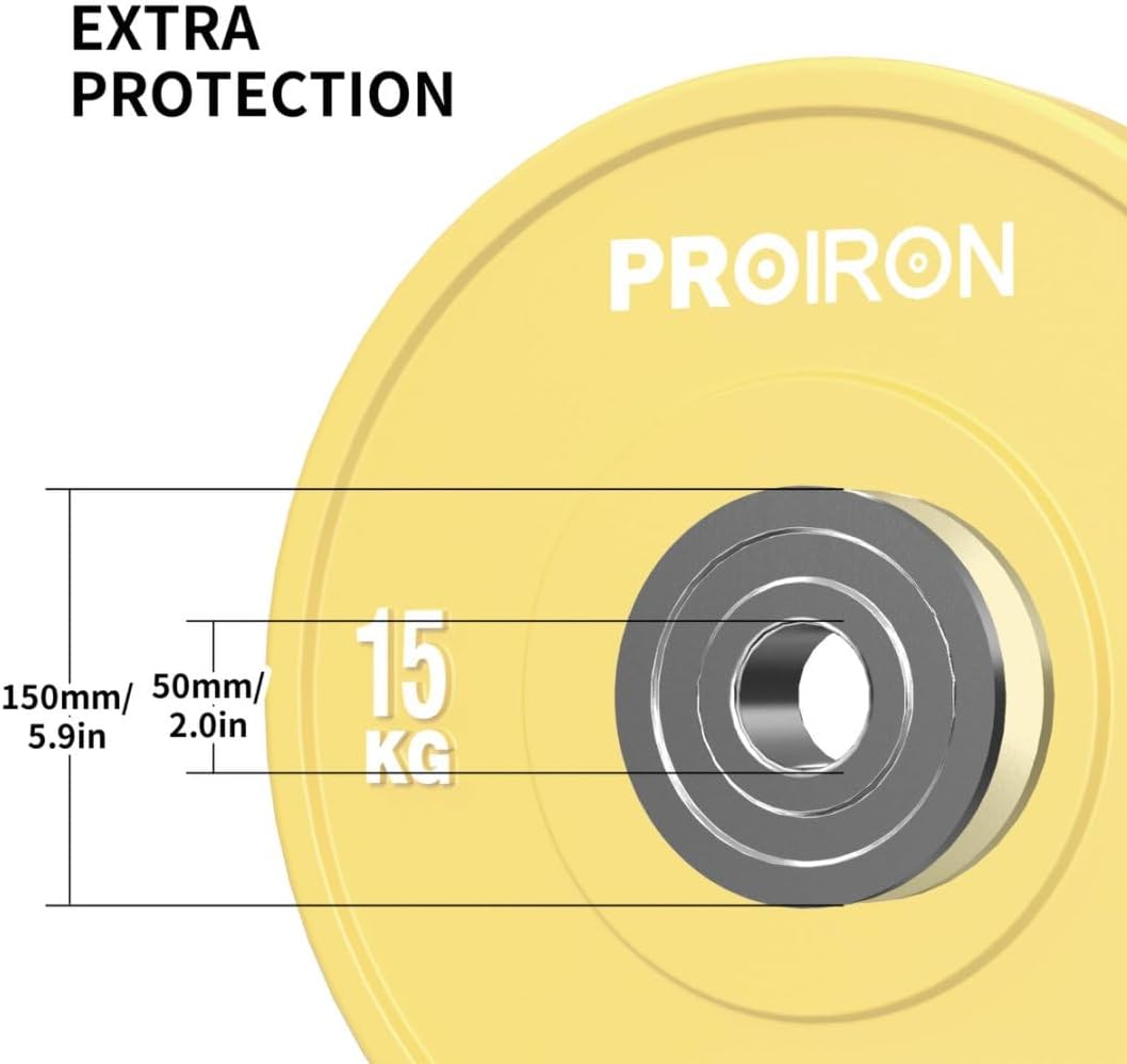 Detalle de PROIRON Olympic 2" Solid Rubber Bumper Plates – 5–25kg (Single or Pair) with 50mm Bore